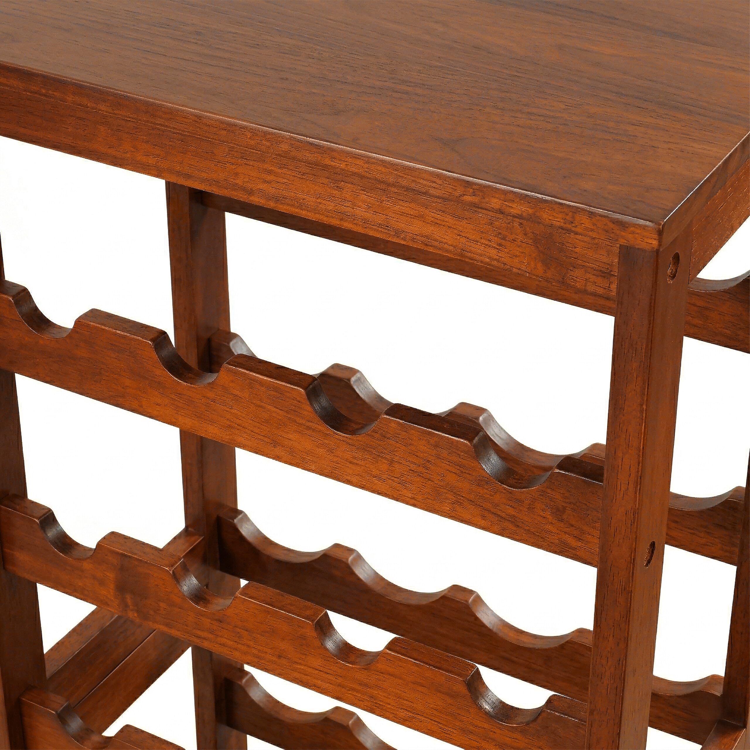 Relaxdays Estante para Vino, 28 Botellas, Madera de Nogal, 94x47x26 cm, para Vino Tinto y Blanco, marrón Oscuro