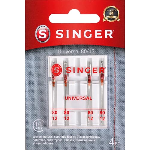 SINGER Universal Embroidery Sewing Machine Needles, 80/12, 5-Count