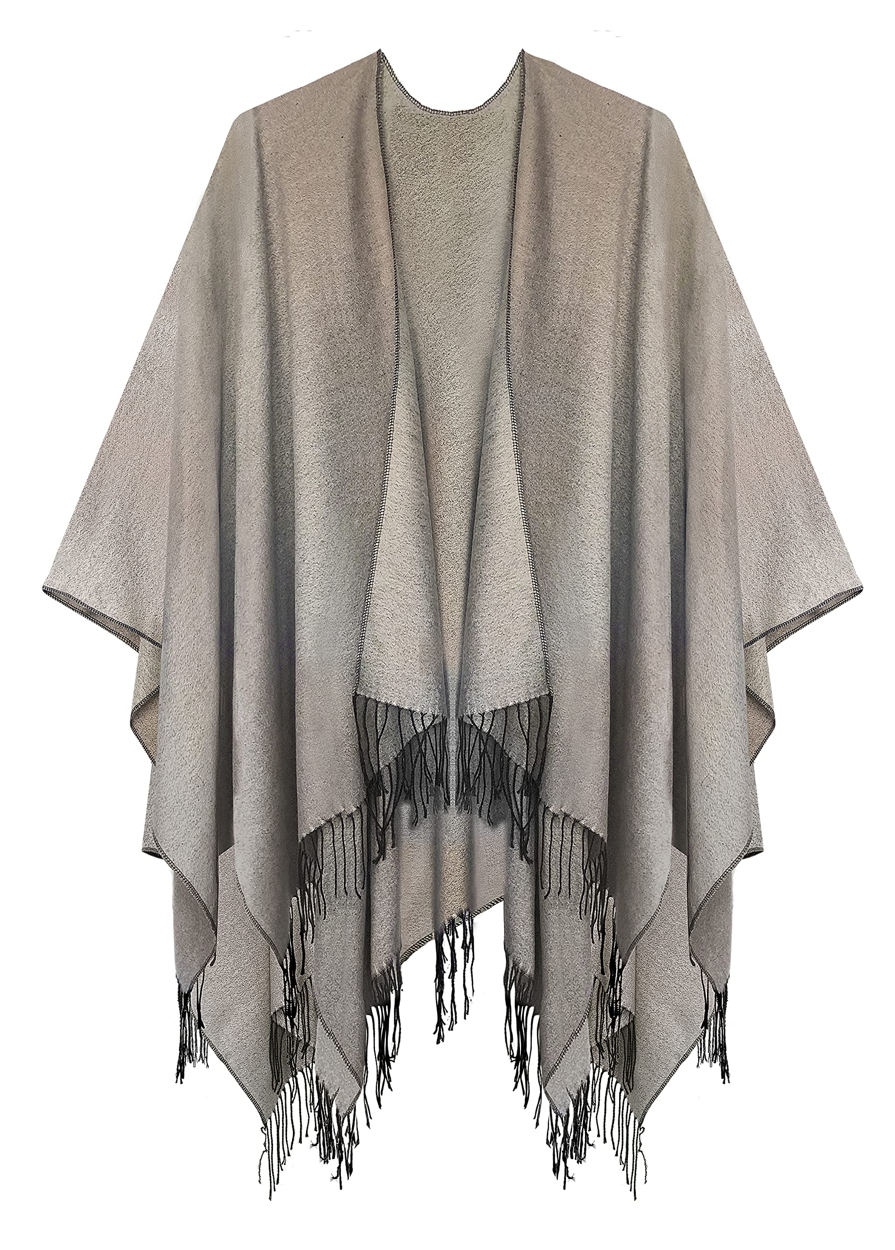 Urban CoCo Women's Printed Tassel Open front Poncho Cape Cardigan Wrap Shawl