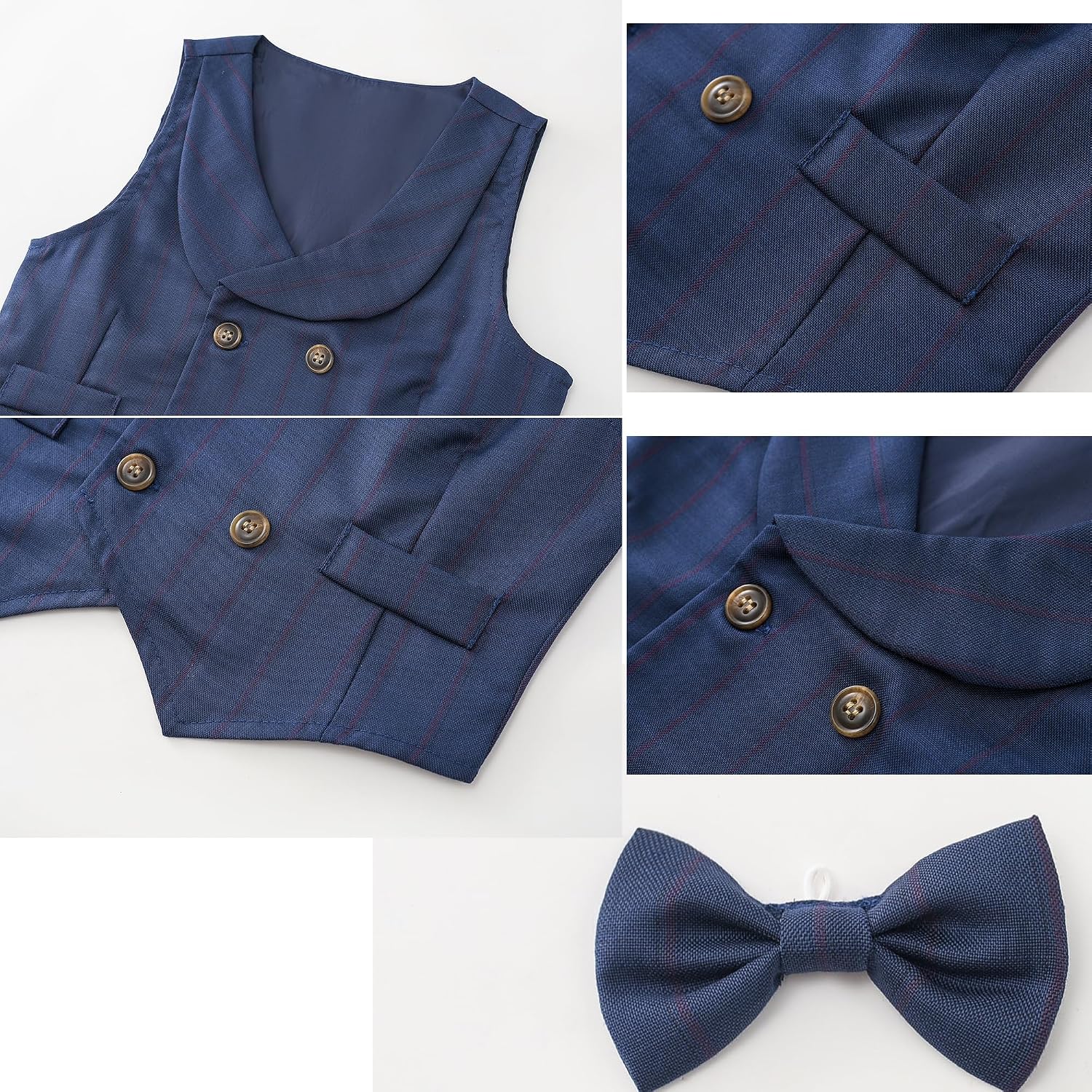 Boys 3Pcs Clothing Sets Long Sleeve Bowtie Shirts +Vest +Pants Casual Suit