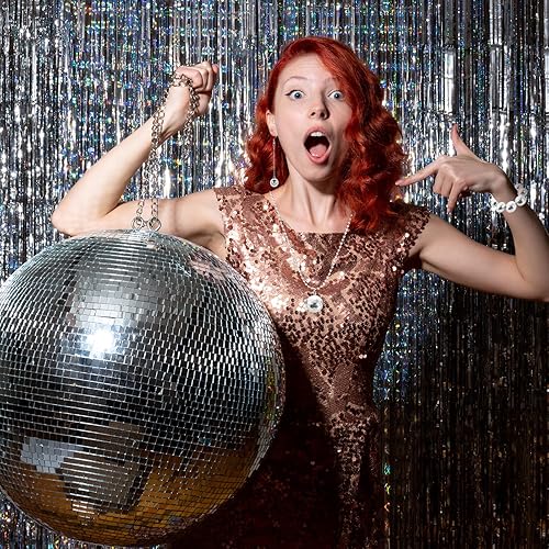 Miniatura 4 de Sgoeths Juego de joyas de bola de discoteca para mujeres y hombres, aretes de bola de discoteca de los años 70, collares de fiesta de discoteca,