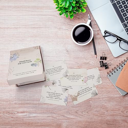 Miniatura 7 de MESMOS 52 tarjetas de atención plena con planes de acción. Regalos de relajación para aliviar el estrés para mujeres, tarjetas de afirmación