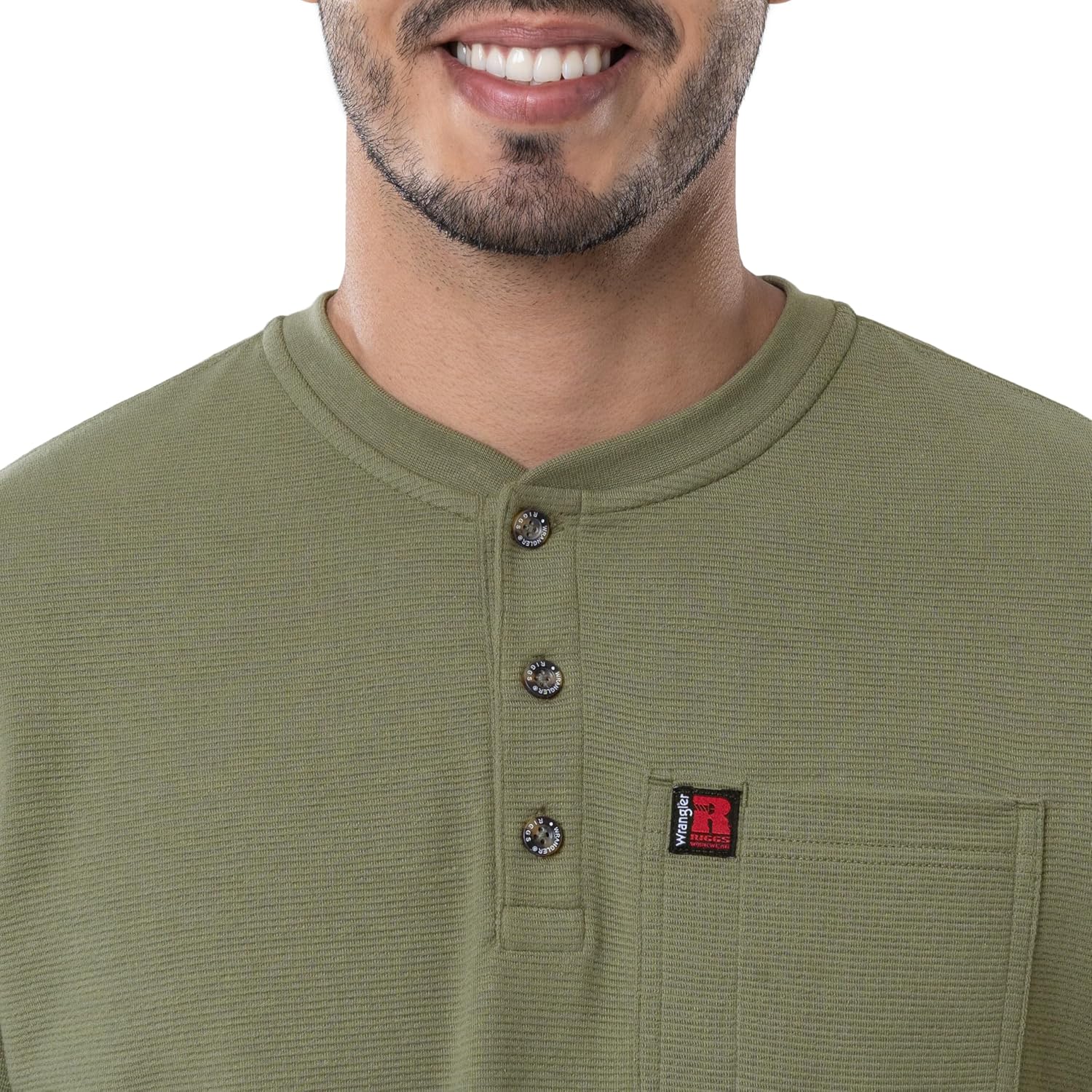 Wrangler Mens Long Sleeve Pocket Henley - Image 3