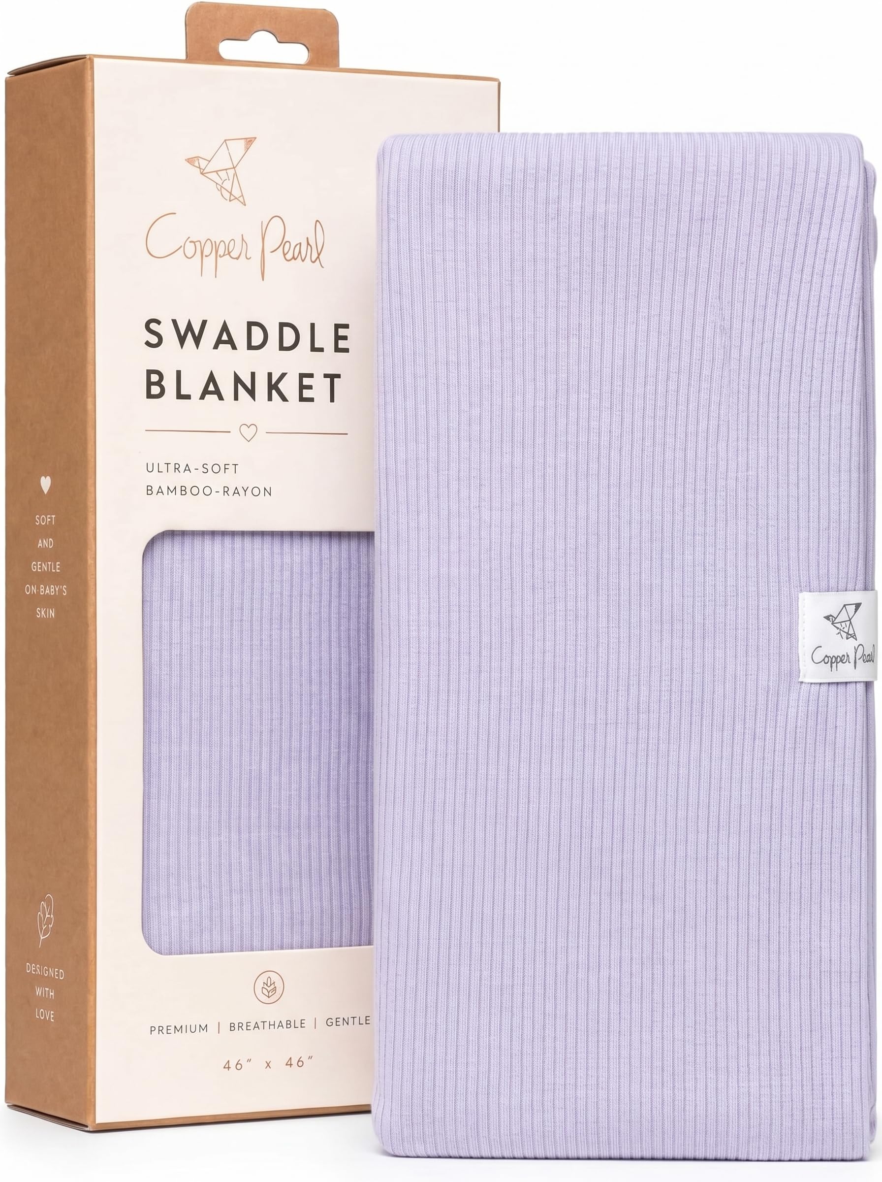 Copper Pearl Swaddle Blankets for Newborns | Soft Stretchy Receiving Blankets for Boys and Girls | Large 46 x 46 Inch Baby Blankets | Lightweight and Breathable Swaddles | Periwinkle