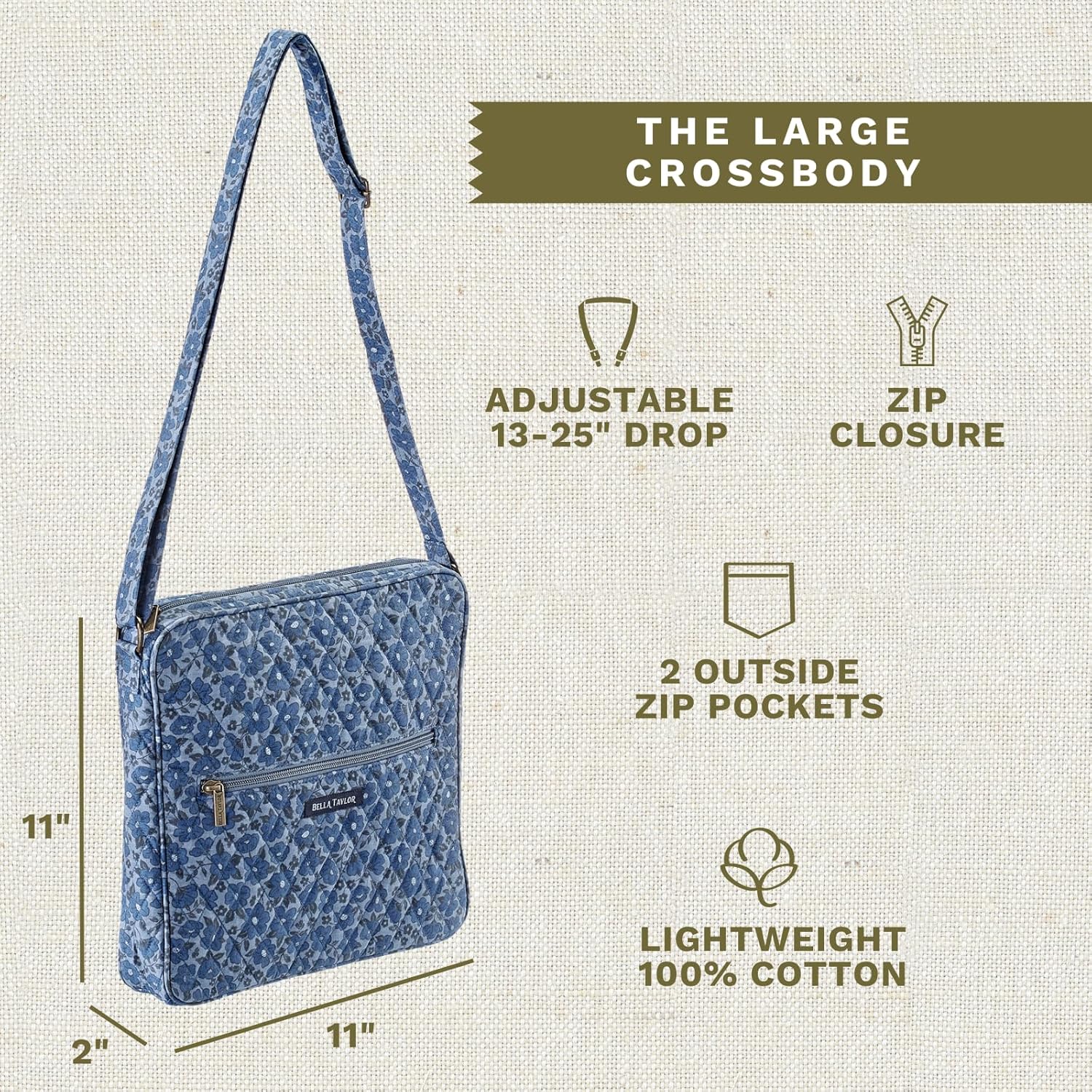 Bella Taylor Crossbody Purse for Women | Shoulder Bag with Adjustable Strap