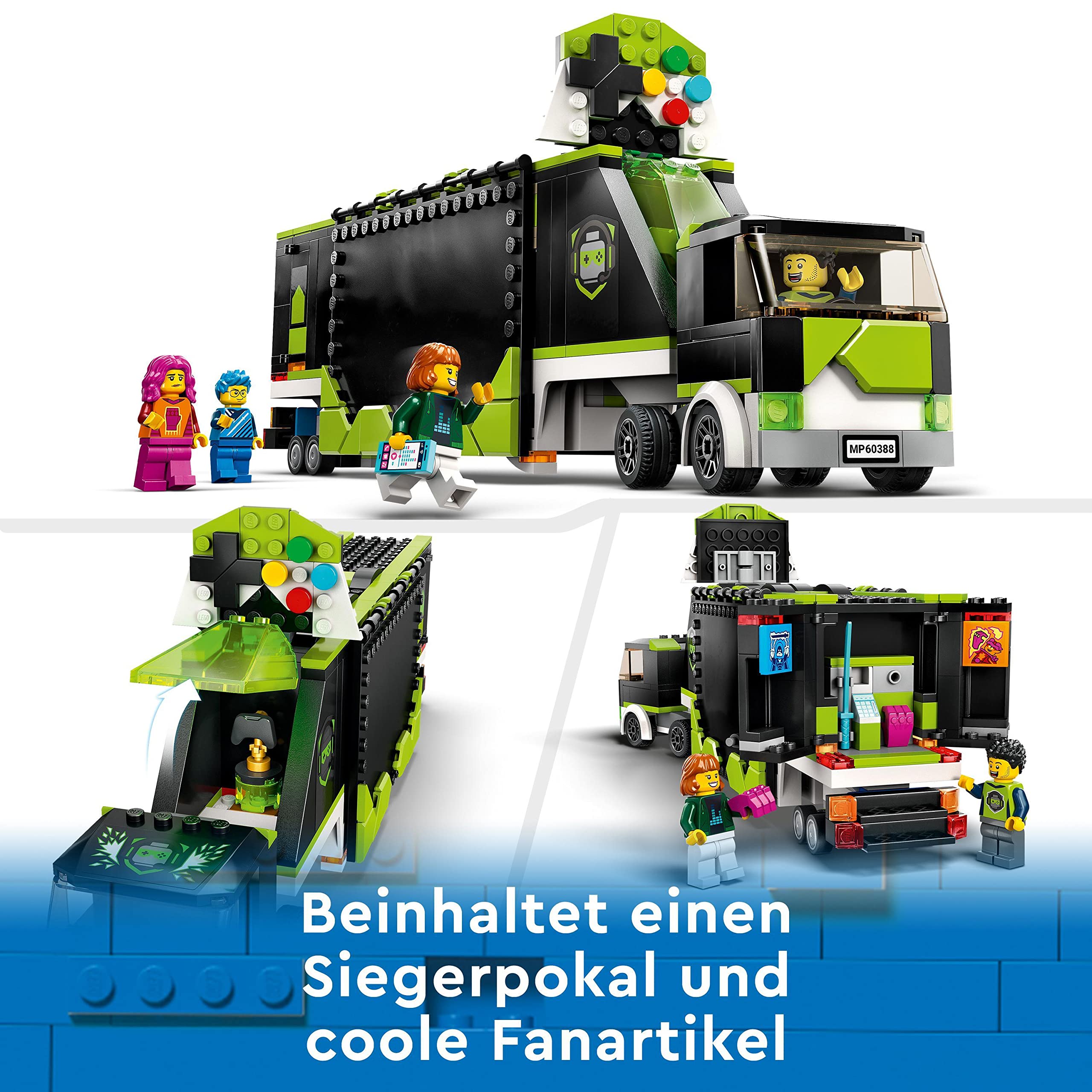 LEGO 60388 Gaming Turnier Truck, LKW-Spielzeug mit Minifiguren, Gamer-Geschenk für Jungen und Mädchen und Fans von E-Sports ab 7 Jahren