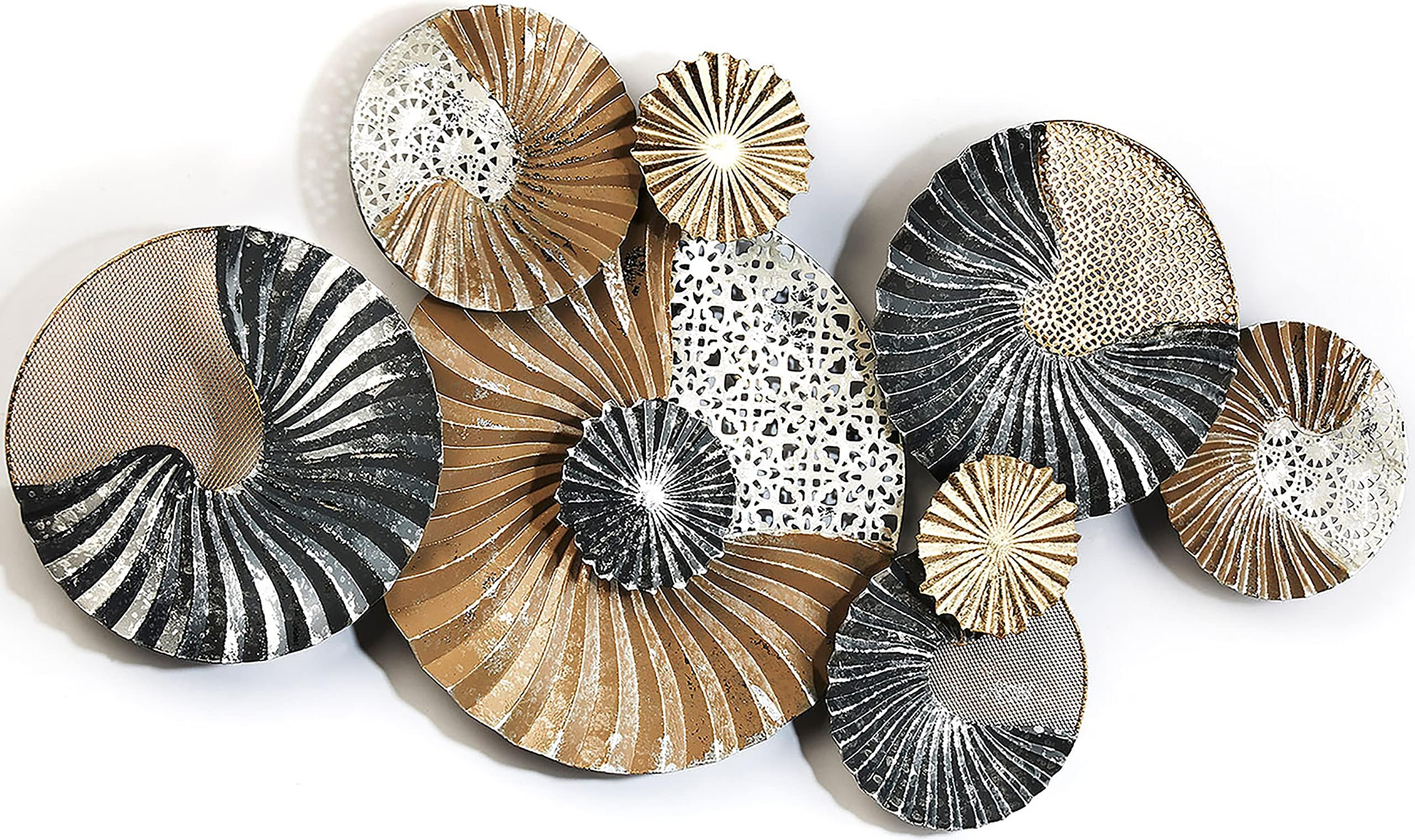 Kobolo Wandbild Metallbild 3D -SHELL- gold anthrazit 90x48x5 cm