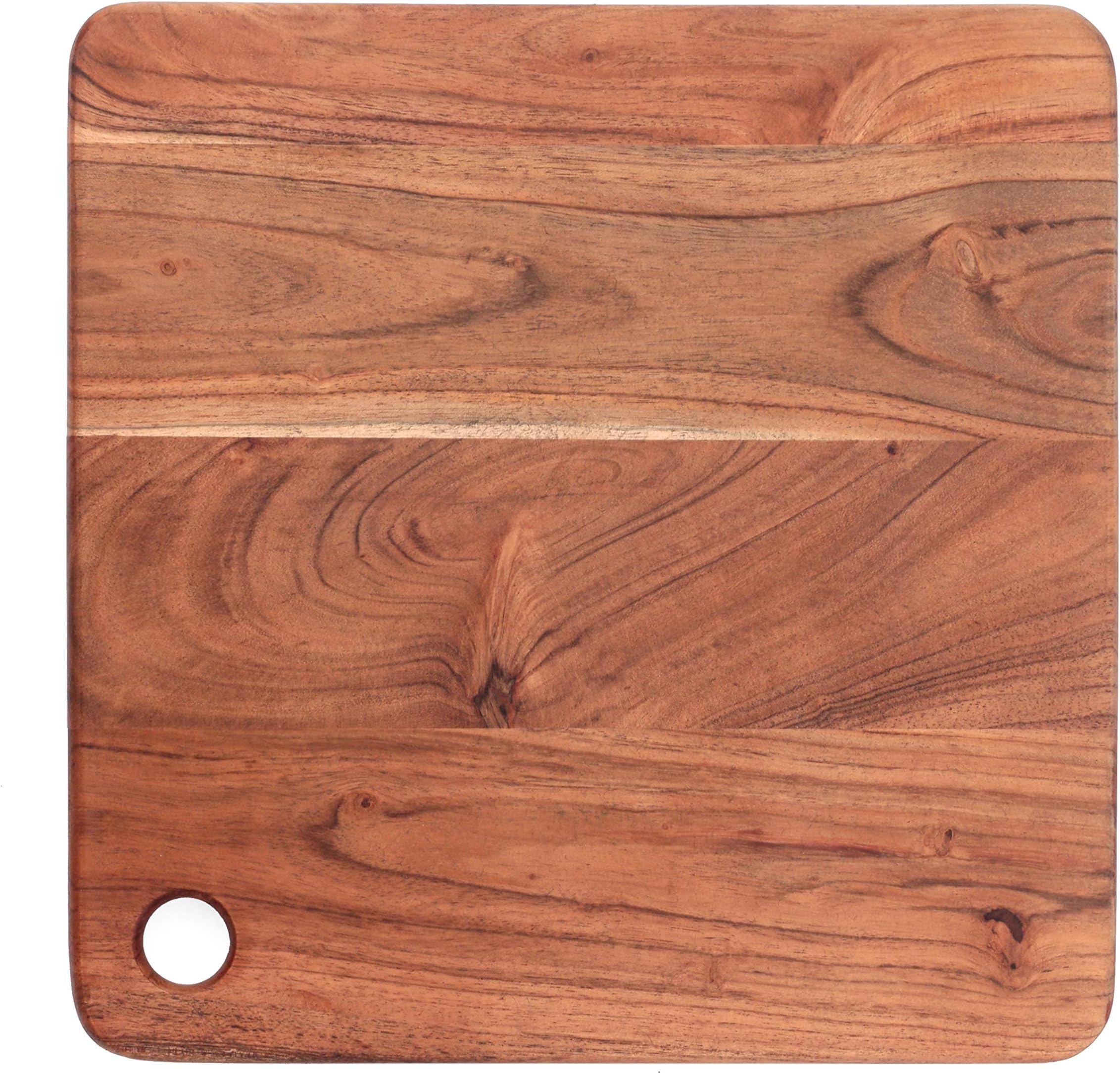 Teak Wood Squarish Chopping Board, Cutting Board for Every Kitchen, Natural Finish (Large)