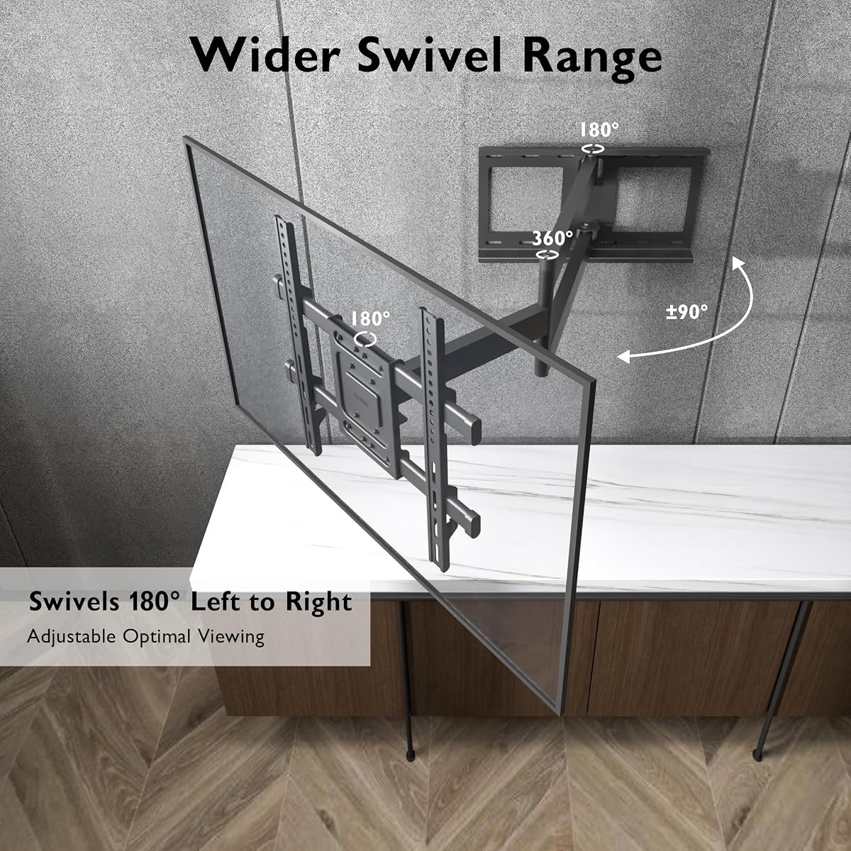 BONTEC TV Wall Bracket, Universal TV Wall Mount for 32-70 Inch, Extra Long Articulated Arm 850mm, Tilt Swivel Rotate Full Mot — view 3