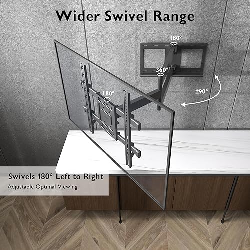 Miniatura 4 de BONTEC Soporte de pared para TV, brazo articulado extra largo para televisores de 32 a 70 pulgadas, movimiento completo, capacidad de 132 libras,