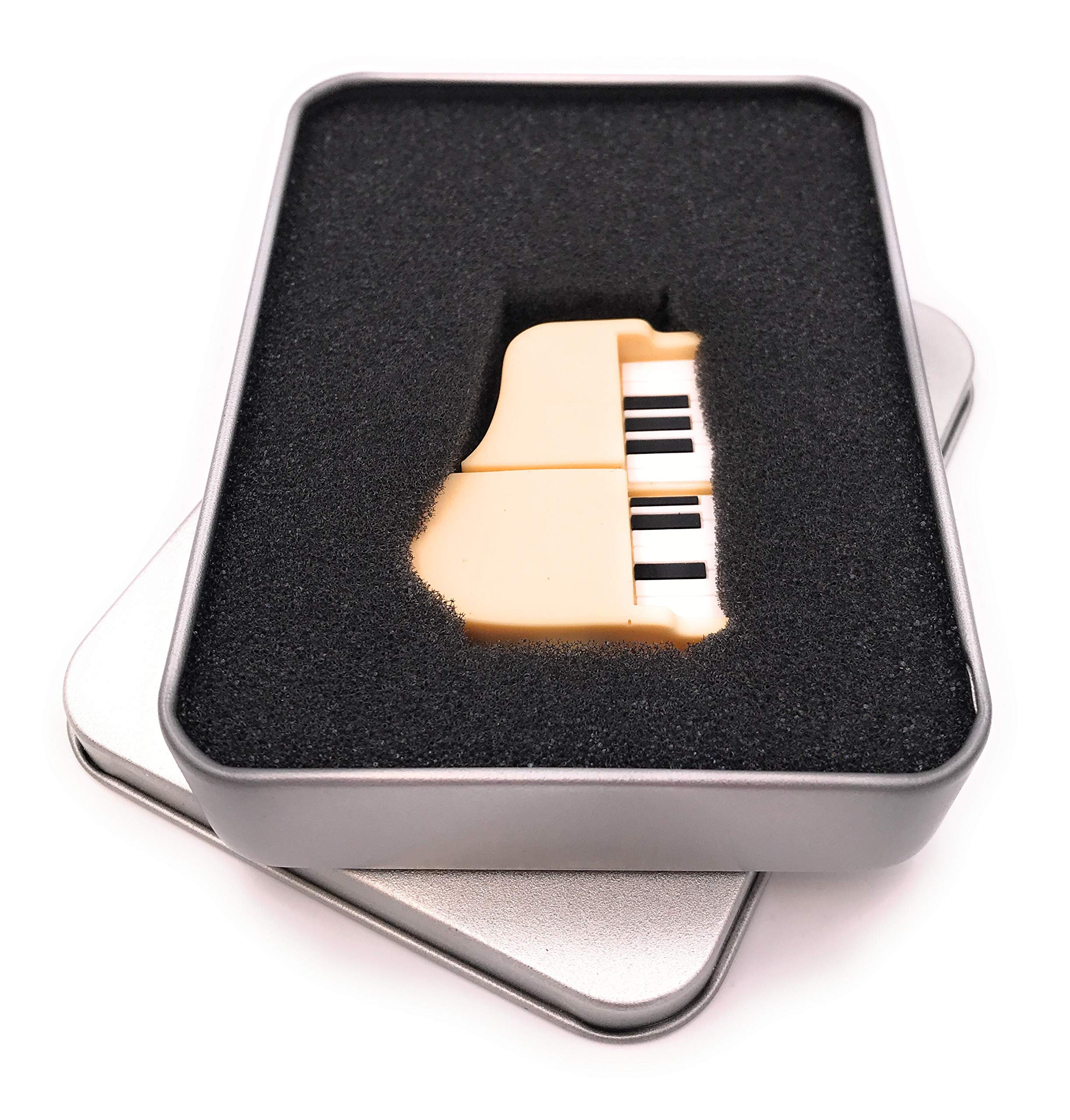 Onwomania Skrzydła fortepianowe w kolorze białym USB Stick w aluminiowym pudełku prezentowym 128 GB USB 3.0