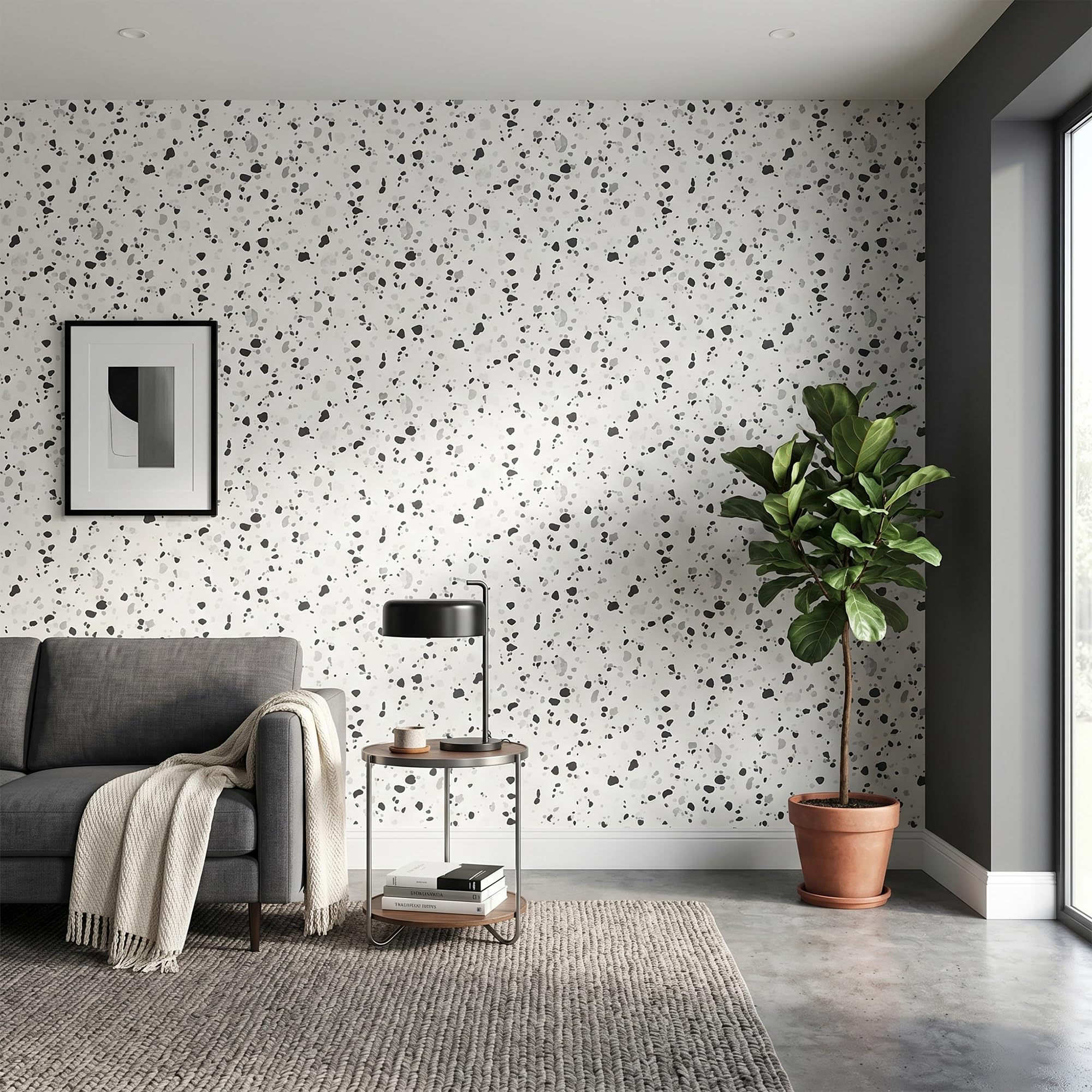 Ambiance Sticker Terrazzo Non-Slip Floor Adhesive Roll Waterproof by the Metre for Living Room, Bedroom and Dining Room – H60 cm x L2 m