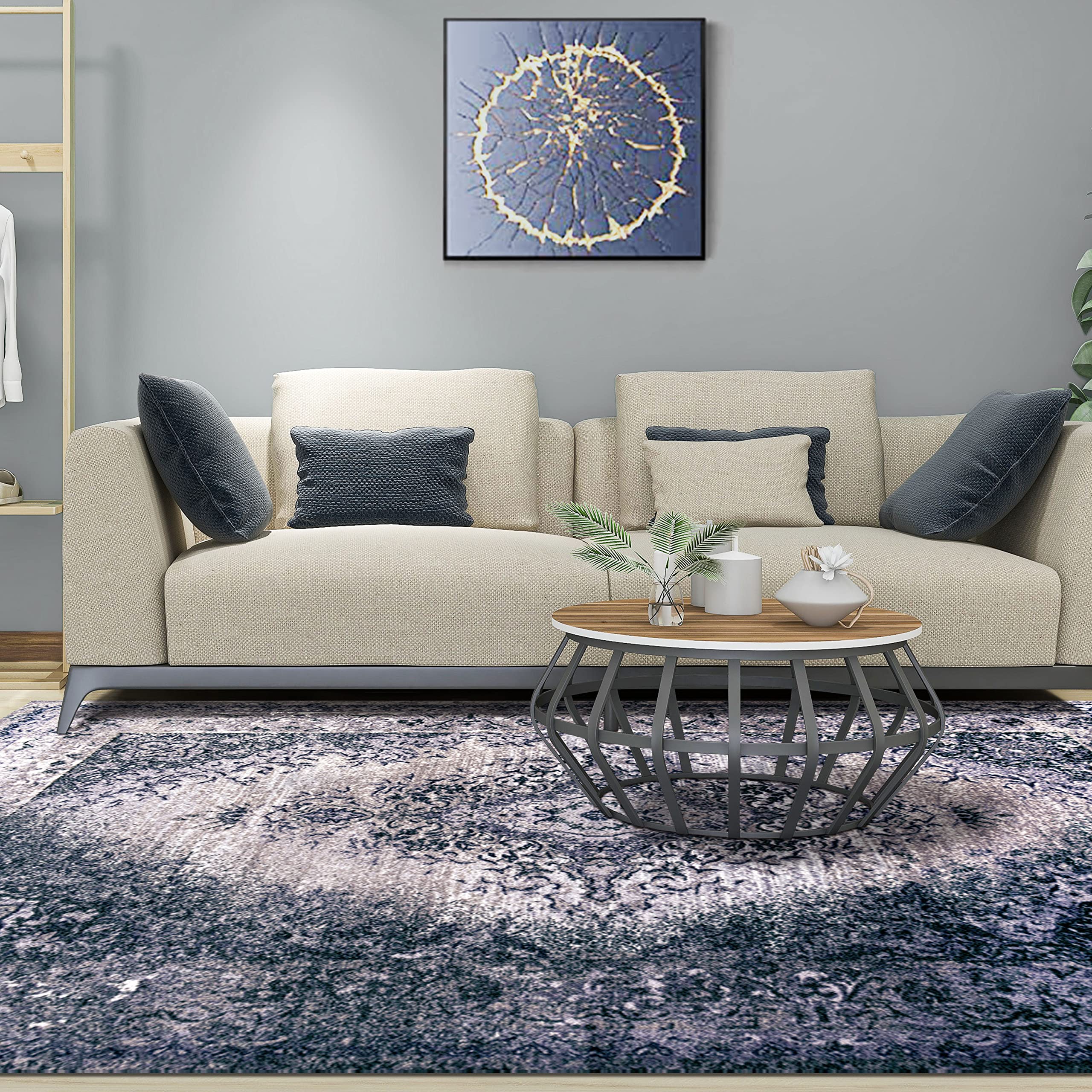 Tapis Eldwin nylon gris grand format 9x12 impression numérique