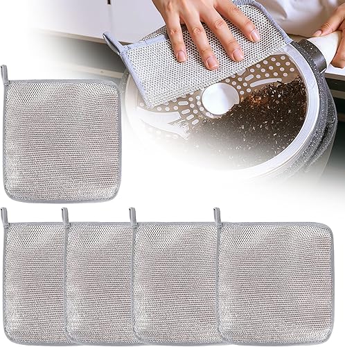 Trapos multiusos para lavar platos de alambre húmedo y seco, nuevo paño reutilizable de alambre no rayado, almohadillas de esponja para el hogar,