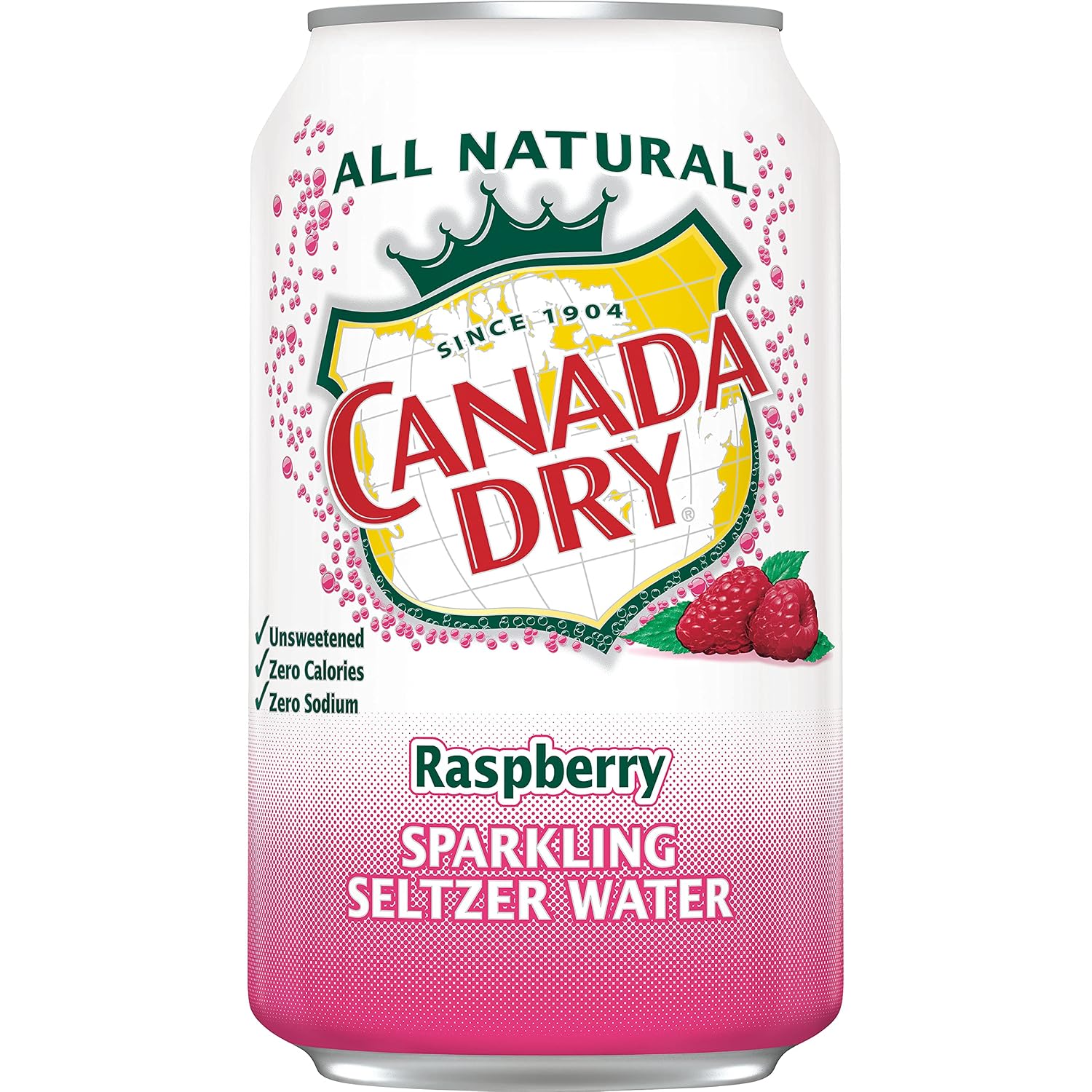 Canada Dry Raspberry Sparkling Seltzer Water, 12 Fluid Ounce Can, 8 Count