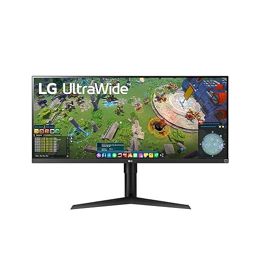 LG 34WP65G-B UltraWide Monitor 34" 21:9 FHD (2560 x 1080) IPS Display, VESA DisplayHDR 400, AMD FreeSync, Height and tilt Adjustable Stand - Black