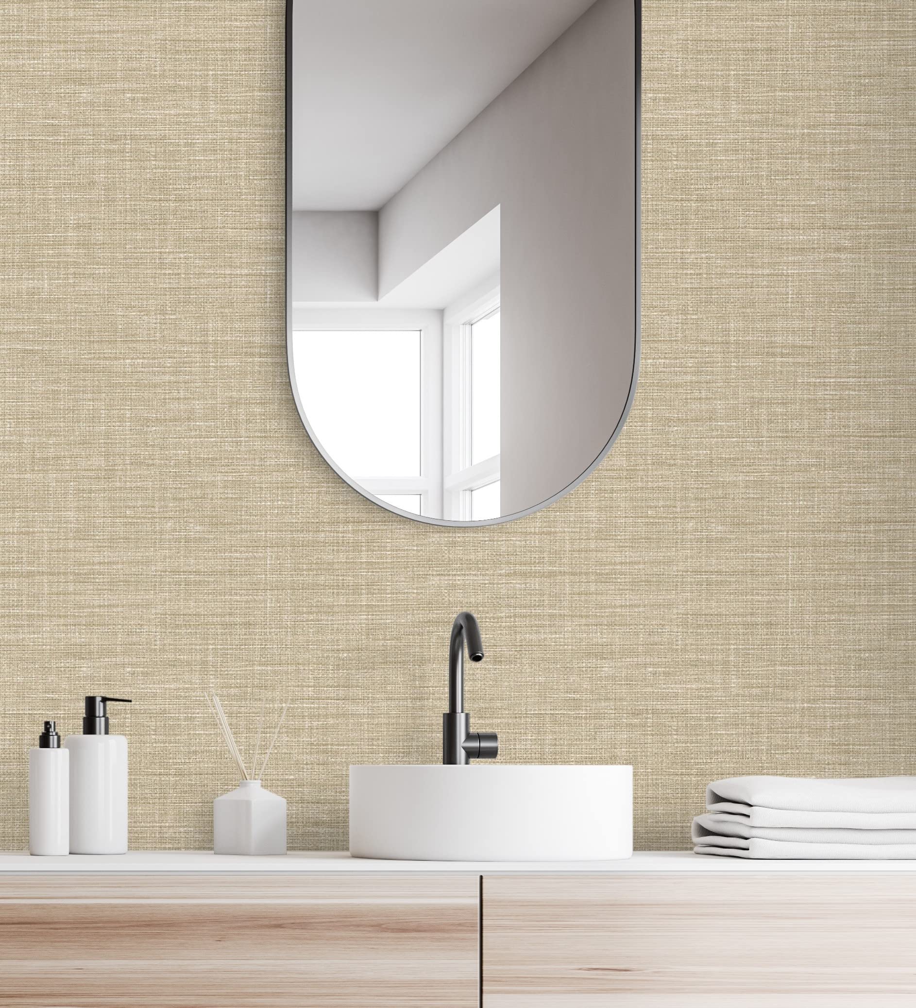 GAULAN 679734 - Papel pintado vinílico ecológico efecto fibra vegetal tejida teñida con textura en relieve para pared salón cocina baño dormitorio comedor - Rollo de 10 m x 0,53 m