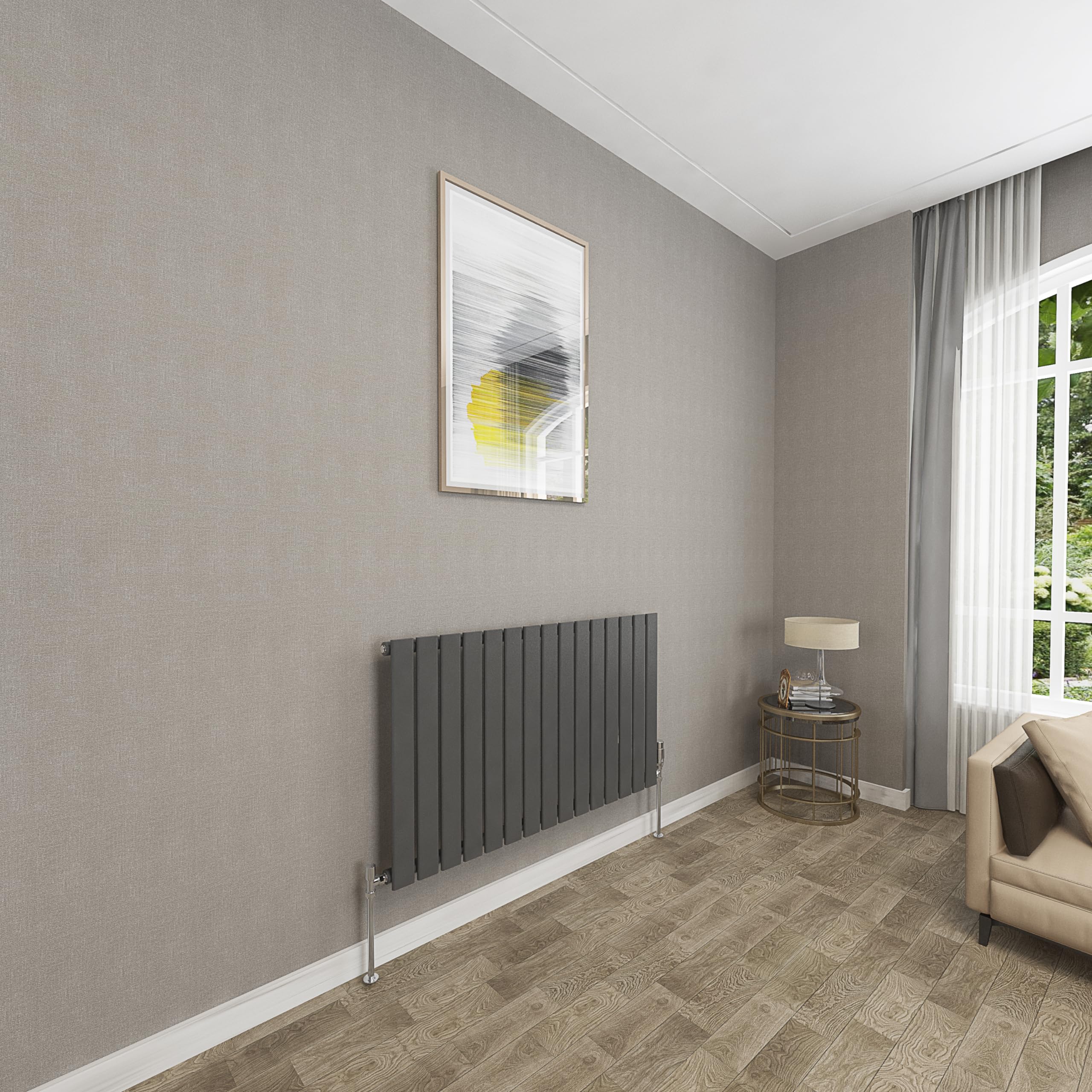 Sky bathroom | 600x1020mm Horizontal Designer Radiators Anthracite Flat Panel Single Panel Central Heating Radiator