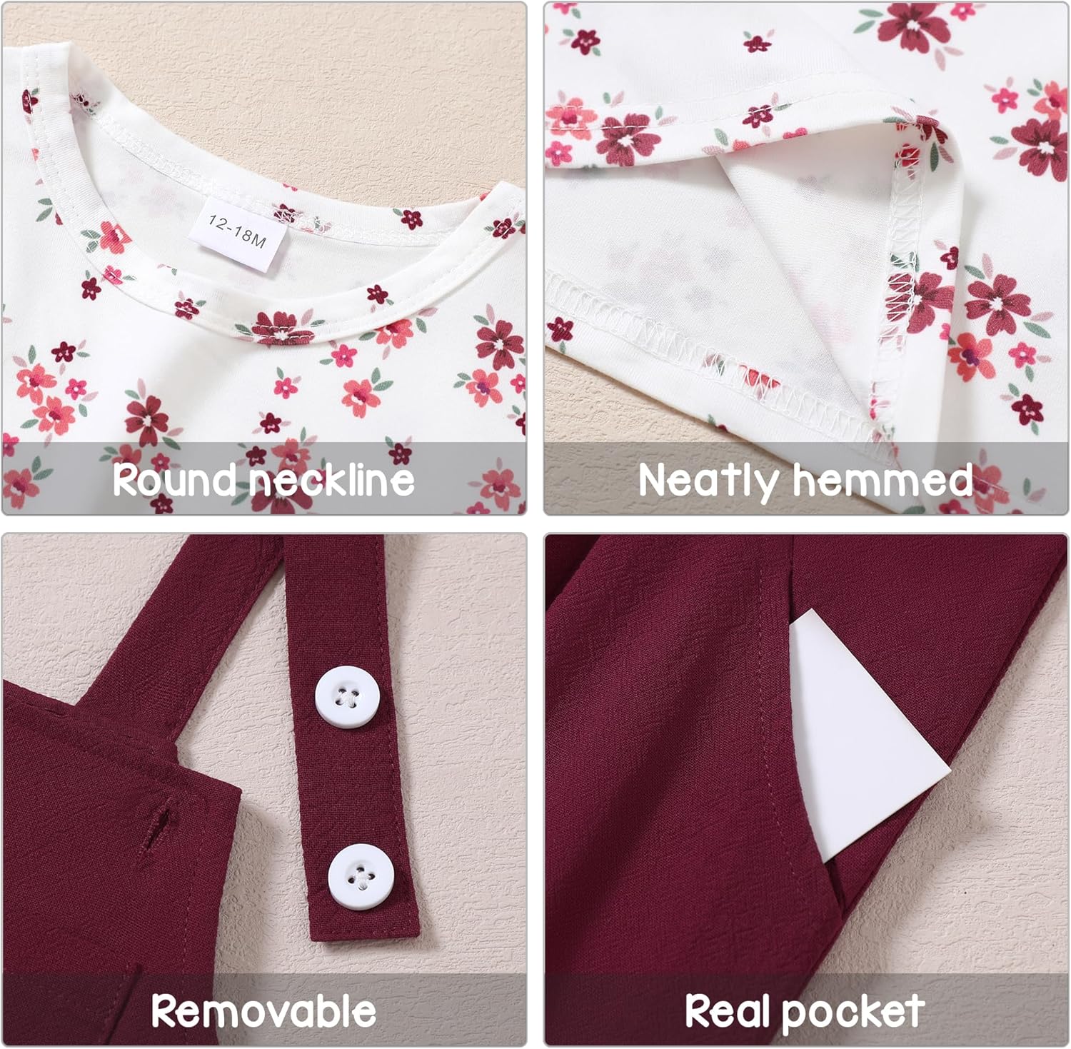 ZOEREA Toddler Girl Clothes 1-5T Baby Girl Outfits Fall Winter Stripe Floral Long Sleeve Top+Bib Overall Pants 2Pcs Clothing - Image 6