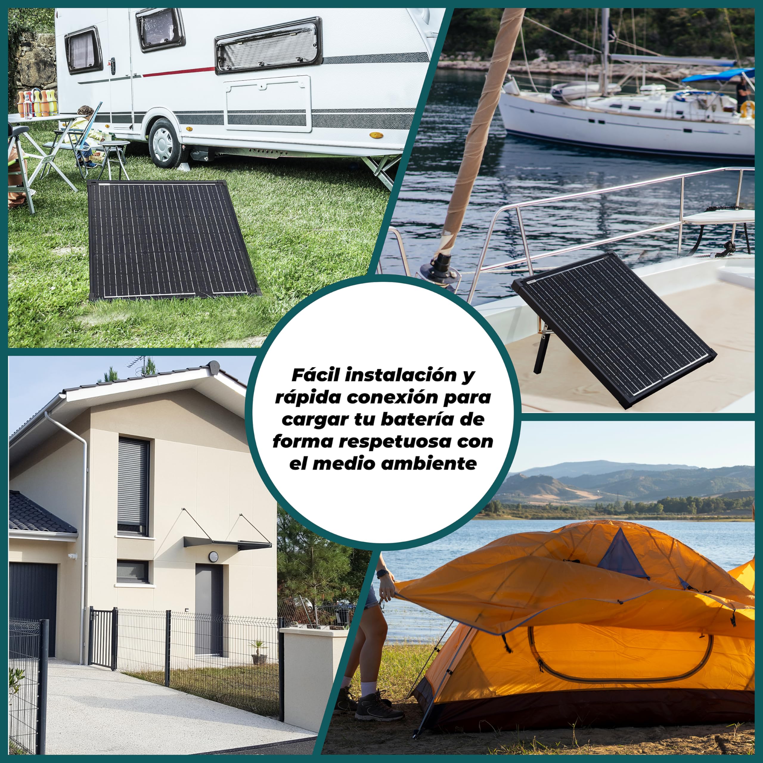 Technaxx 50W Solar Charger Set TX-214 - Panel portátil de energía solar monocristalino con controlador de pantalla LCD - Ideal para jardín, camping