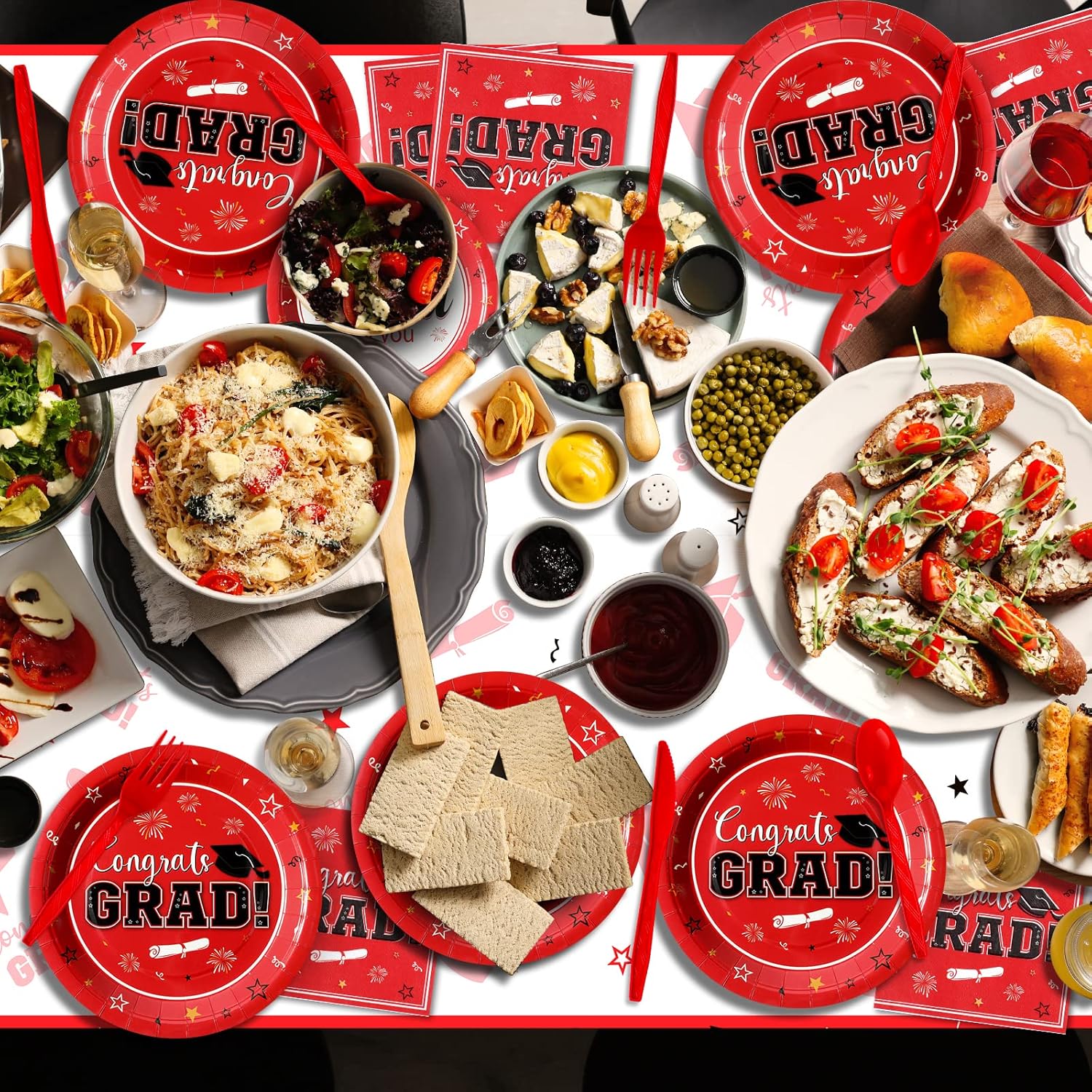 Graduation Party Supplies Decorations Serve 50, 2026 Graduation Plates and Napkins Set, Red Disposable Paper Plates Napkins Cups for College High School Grad Congrats Grad Party Supplies