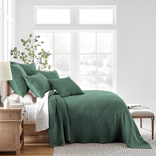 Miniatura 10 de Levtex Home - Mills Waffle - Juego de colcha Queen - Waffle de algodón gris - Tamaño de la colcha (106 x 106 pulgadas), tamaño de la funda (26 x 20