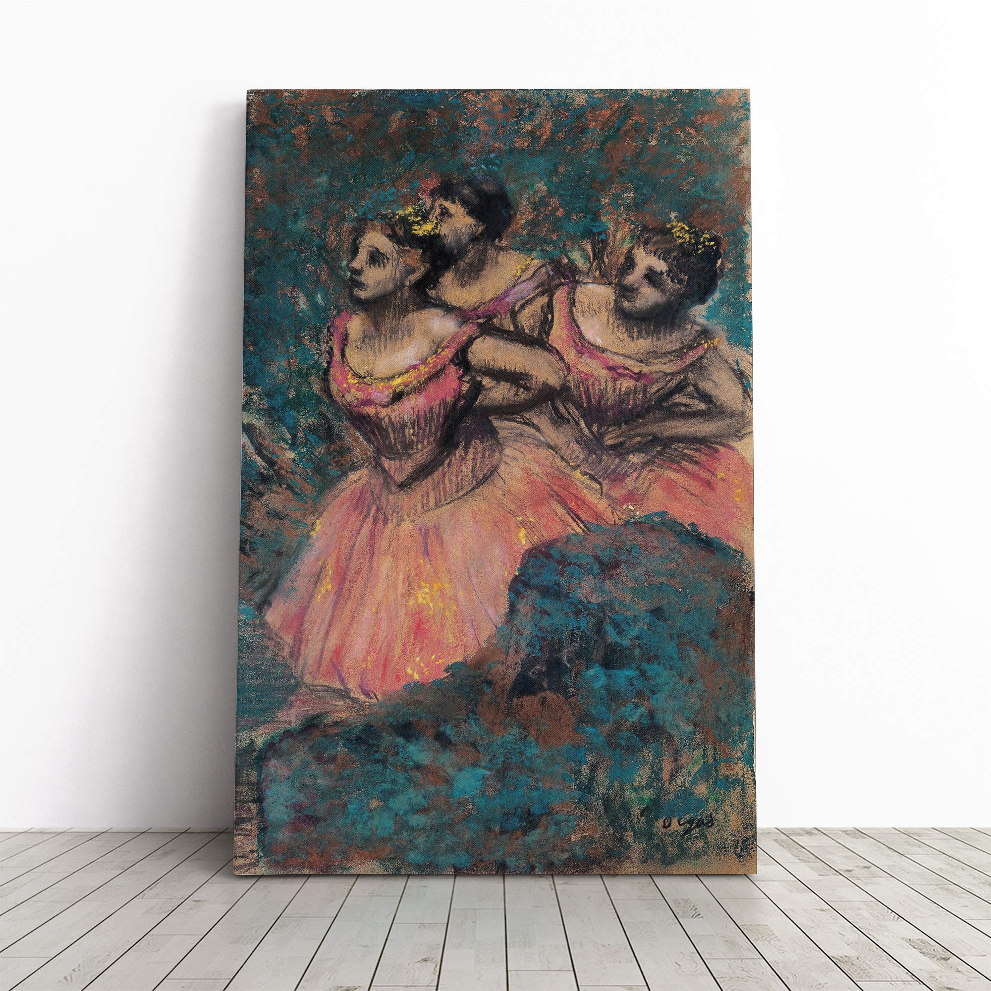Edgar Degas Three Dancers Canvas Print | Gallery Wrapped 30mm Frame Wall Art | 24x16 inches | Ready to Hang | Modern Picture | Living Room Bedroom Lounge Office