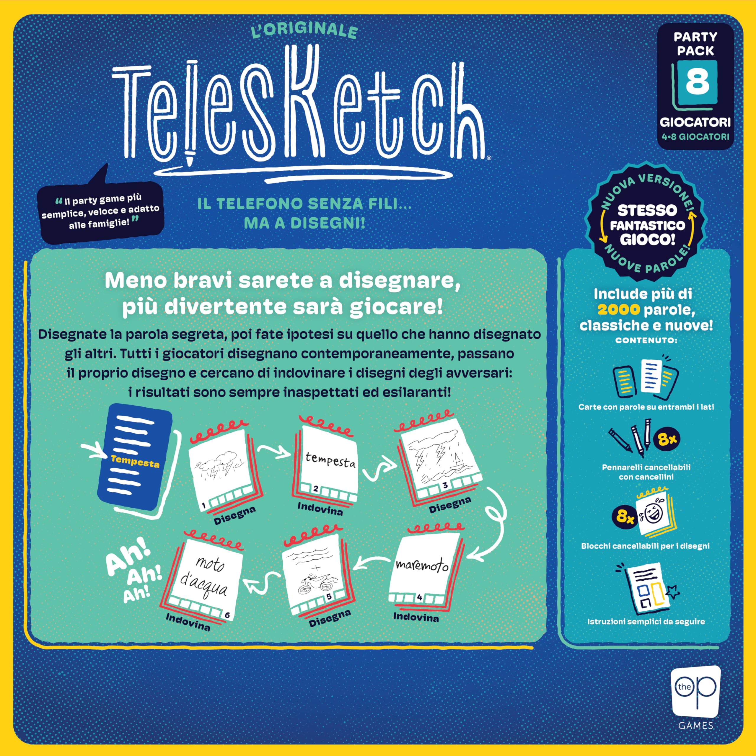Asmodee Telesketch, Nouvelle Version, Jeu de Table, 10 Ans, 4 à 8 Joueurs, édition en Italien