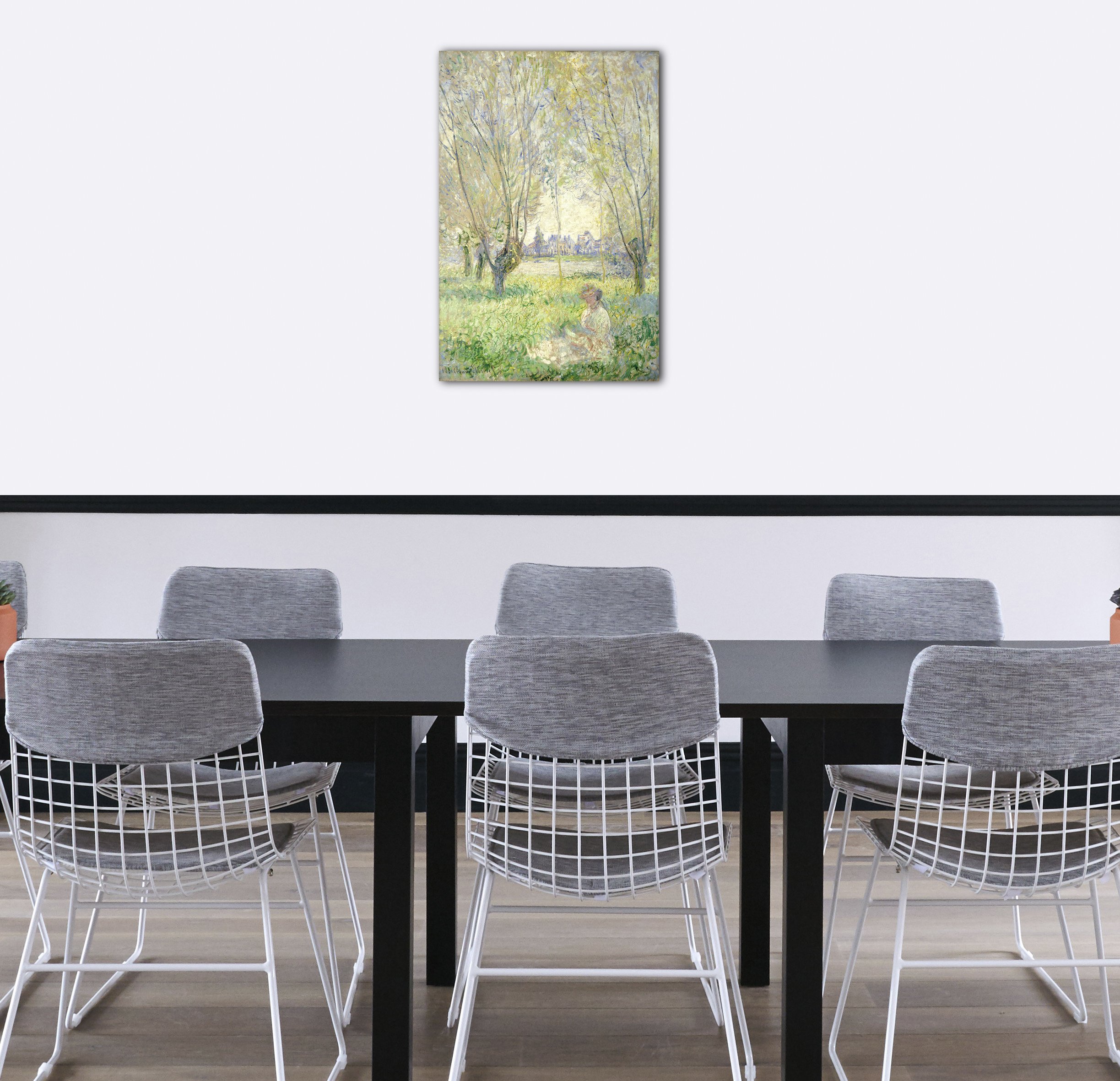 Printed Paintings Impression sur Toile (60x80cm): Claude Monet - Femme Assise sous Les saules (18