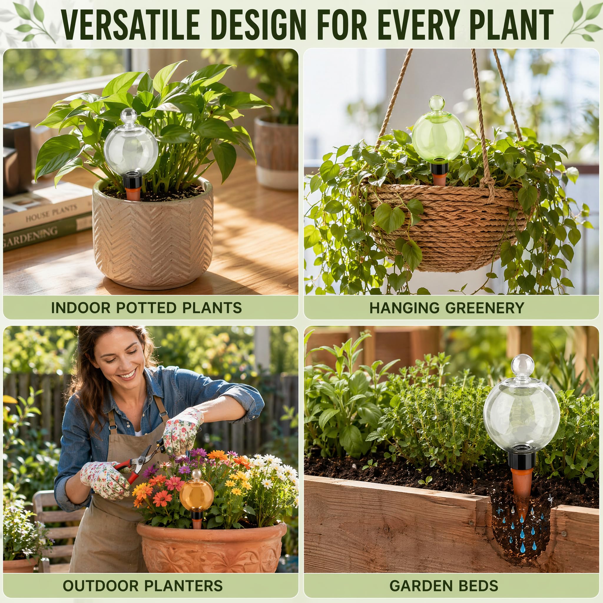 6 Stück Bewässerungskugeln für Pflanzen, 500ml Automatische Pflanzenbewässerung mit Stopfen, Transparente Wasserspender Pflanzen für Zimmerpflanzen, Balkon-, Garten- & Indoor Pflanzen Bewässerung (A)