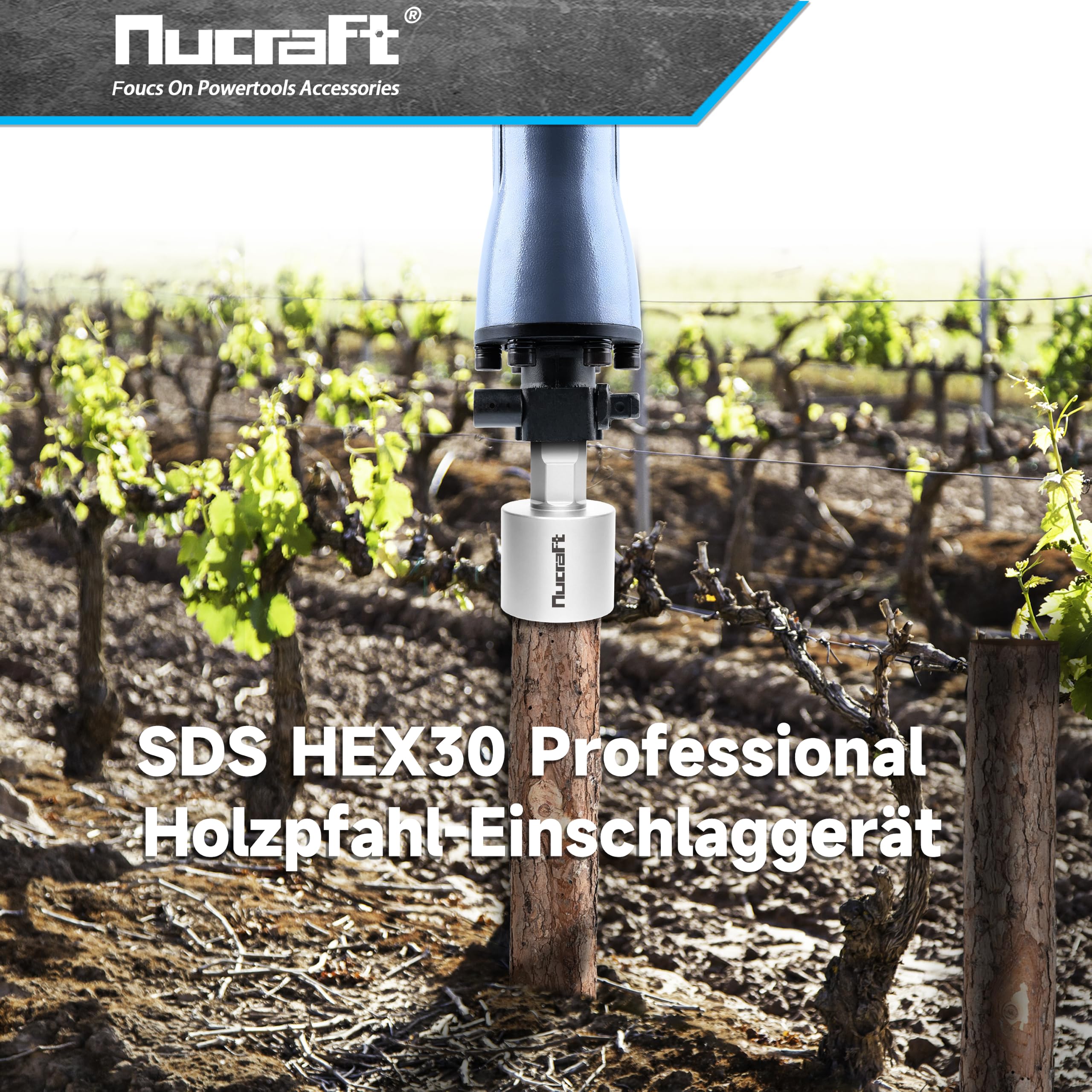 Nucraft SDS HEX Jack Hammer Star/Picket post driver Pilote de pieux SDS HEX Piquet pour piquet en bois 50 x 70 x 200 mm