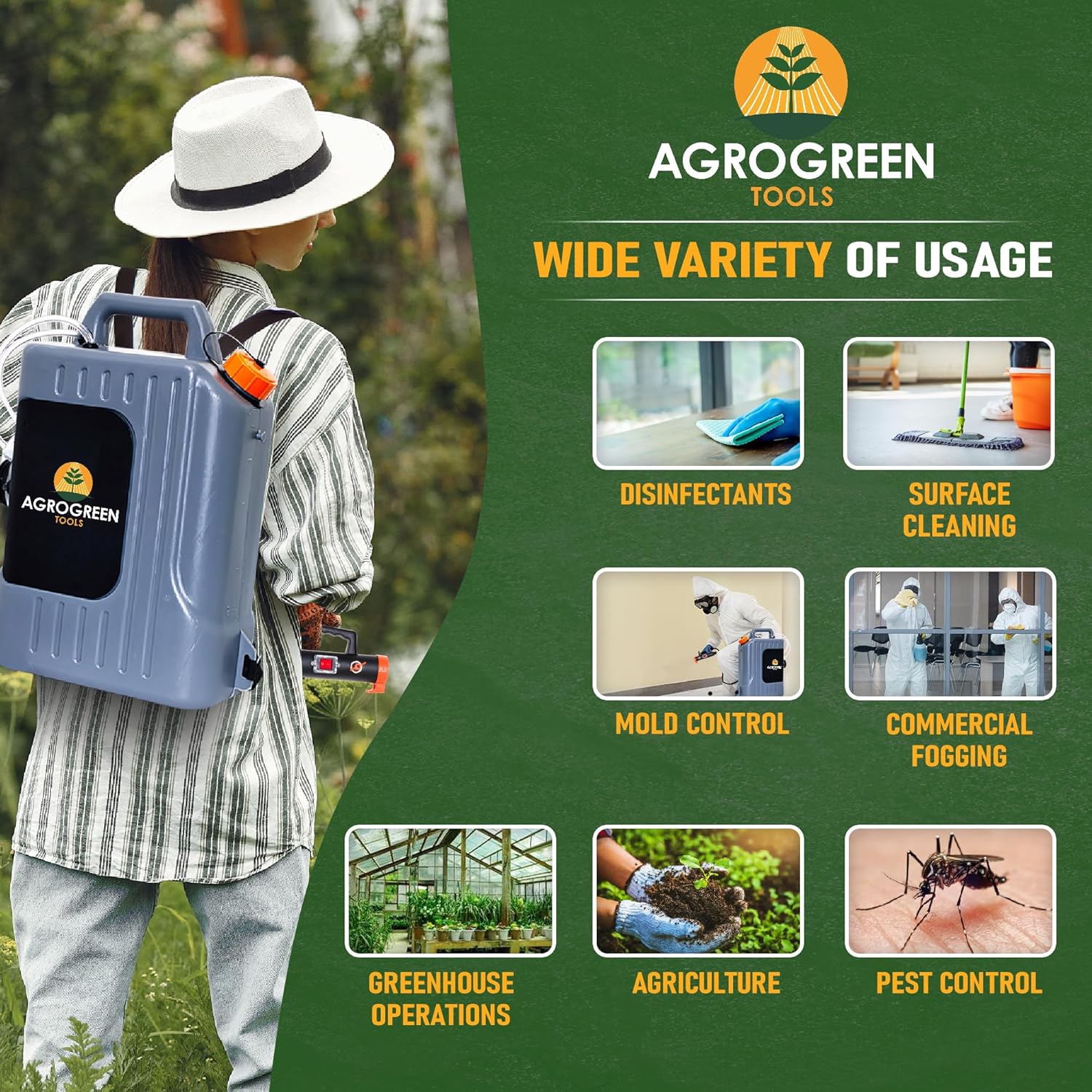 Electric ULV Fogger Machine 10L Backpack Fogger Sprayer- Disinfectant Fogger, Commercial Bug Sprayer, Mosquito, Disinfecting Mold, Insecticide fogger for Indoor Outdoor Garden Home, Hotels