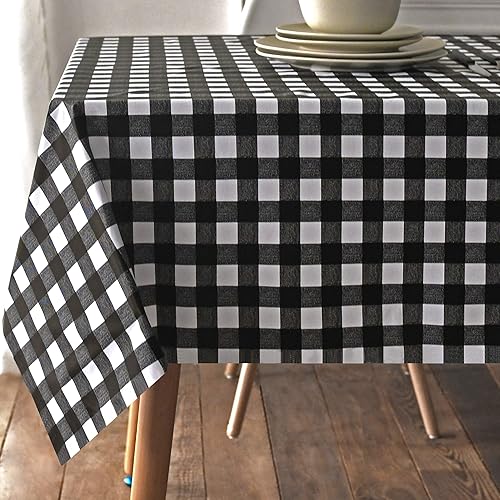 Miniatura 7 de Obstal Mantel rectangular de PVC 100  impermeable a prueba de derrames mantel rectangular de PVC a prueba de aceite mantel de plástico lavable para