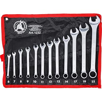 Kraftmann 1232 Combination Spanner Set, Black/Silver, 6-22 mm