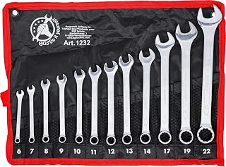BGS Diy 1232 | Mouth Ring Wrench Set | 12 Pcs | SW 6 - 22 mm, incl. Tetron Rolling Bag | Fork Ring Wrench