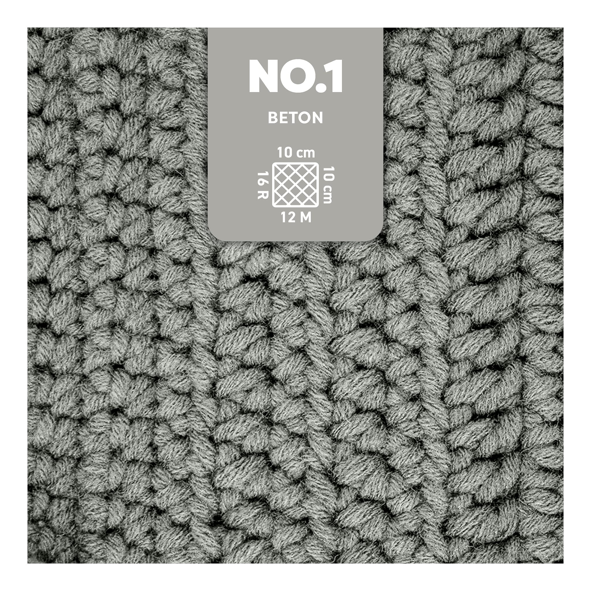 myboshi No.1 Wolle zum Häkeln und Stricken, Schnellstrickgarn, langlebige Mützenwolle, Strickwolle, Häkelwolle, mulesing-frei, 50g, Ll 55m Grau (Beton), 10 Knäuel