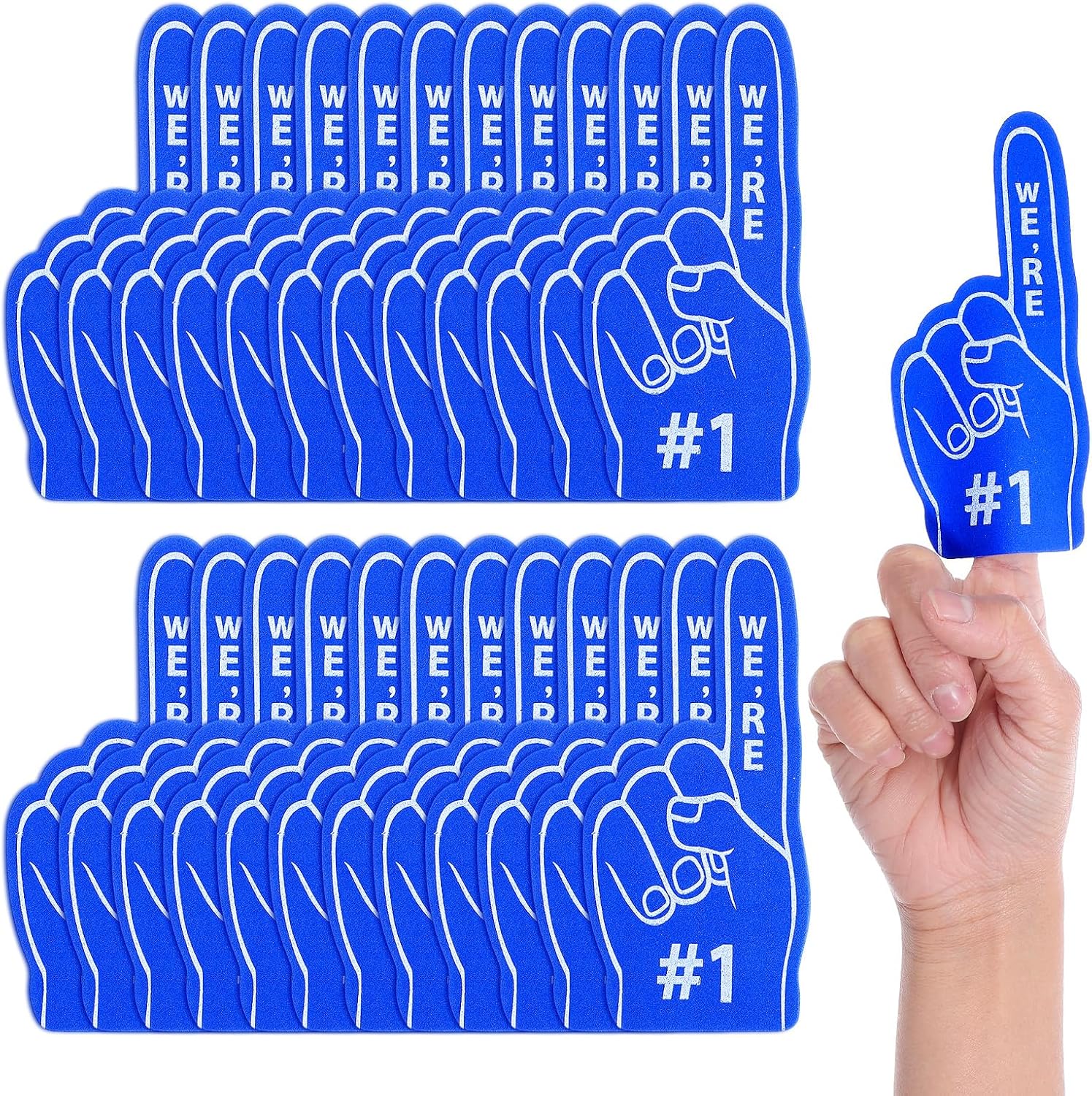 24 Pcs Mini Foam Fingers, Cheer Accessories Baseball Party Favors
