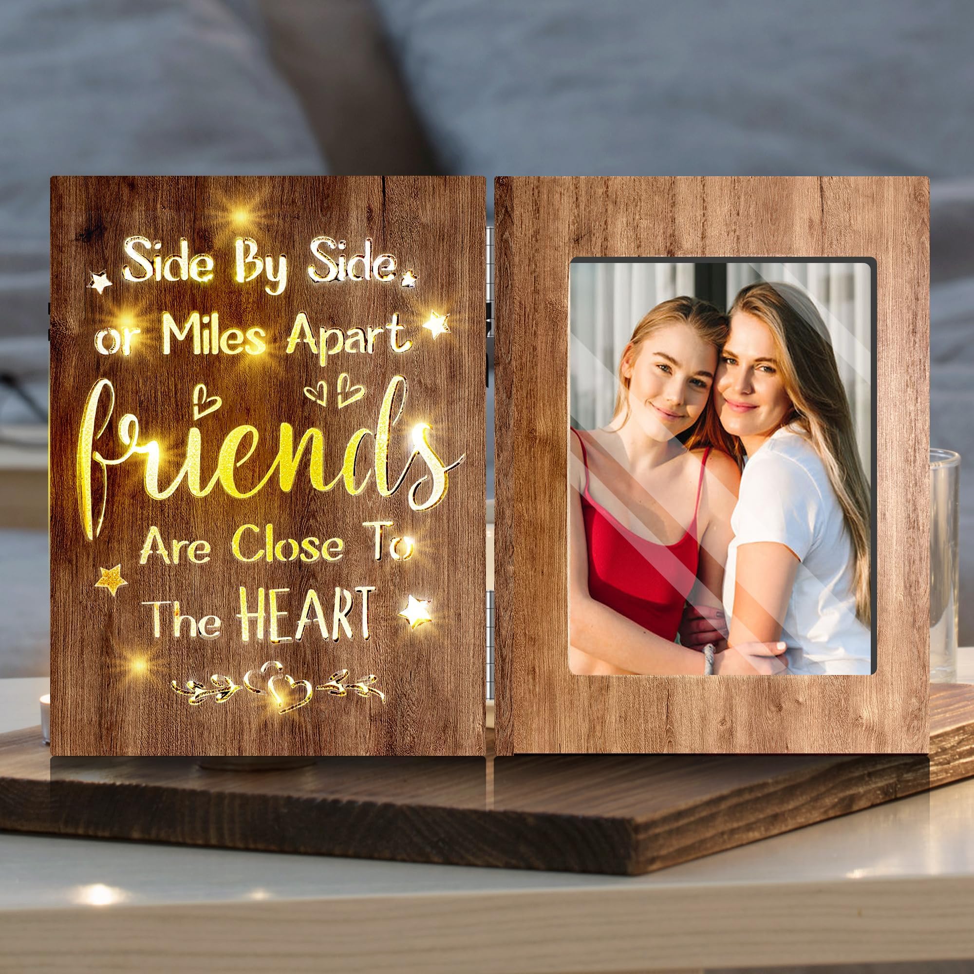 Best Friend Photo Frame Gifts for Women Men, Light Up Photo Frame