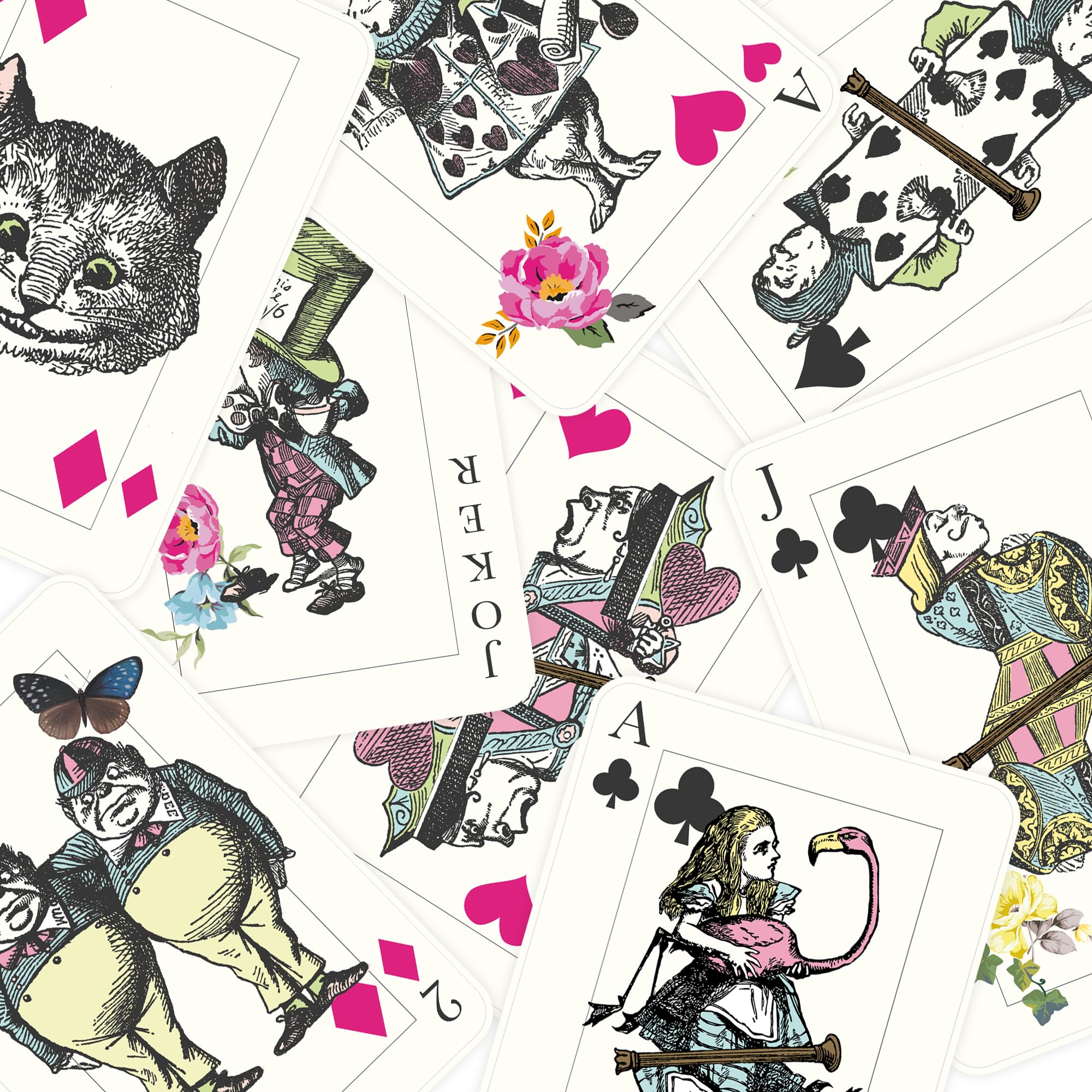 8 x Decorazioni riutilizzabili per Feste Alice nel Paese delle Meraviglie Carte da Gioco Oversize Cappellaio Matto Forniture per Feste di tè Onederland Compleanno Decorazione Alice Room Decor Baby