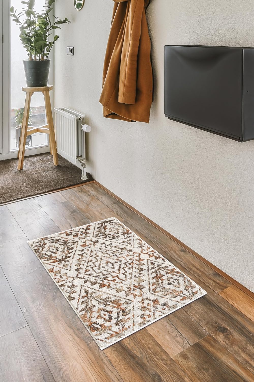 Area Rug 3x5 Bedroom Rugs, Non-Shedding & Easy Care, for Entryway, Living Room, Bedroom, Dinning Room, Orange