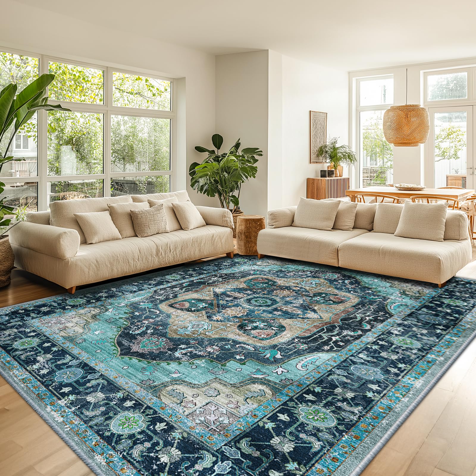 8x10240 Amazon.com: RELEANY 8x10 Area Rug Vintage Machine Washable Low