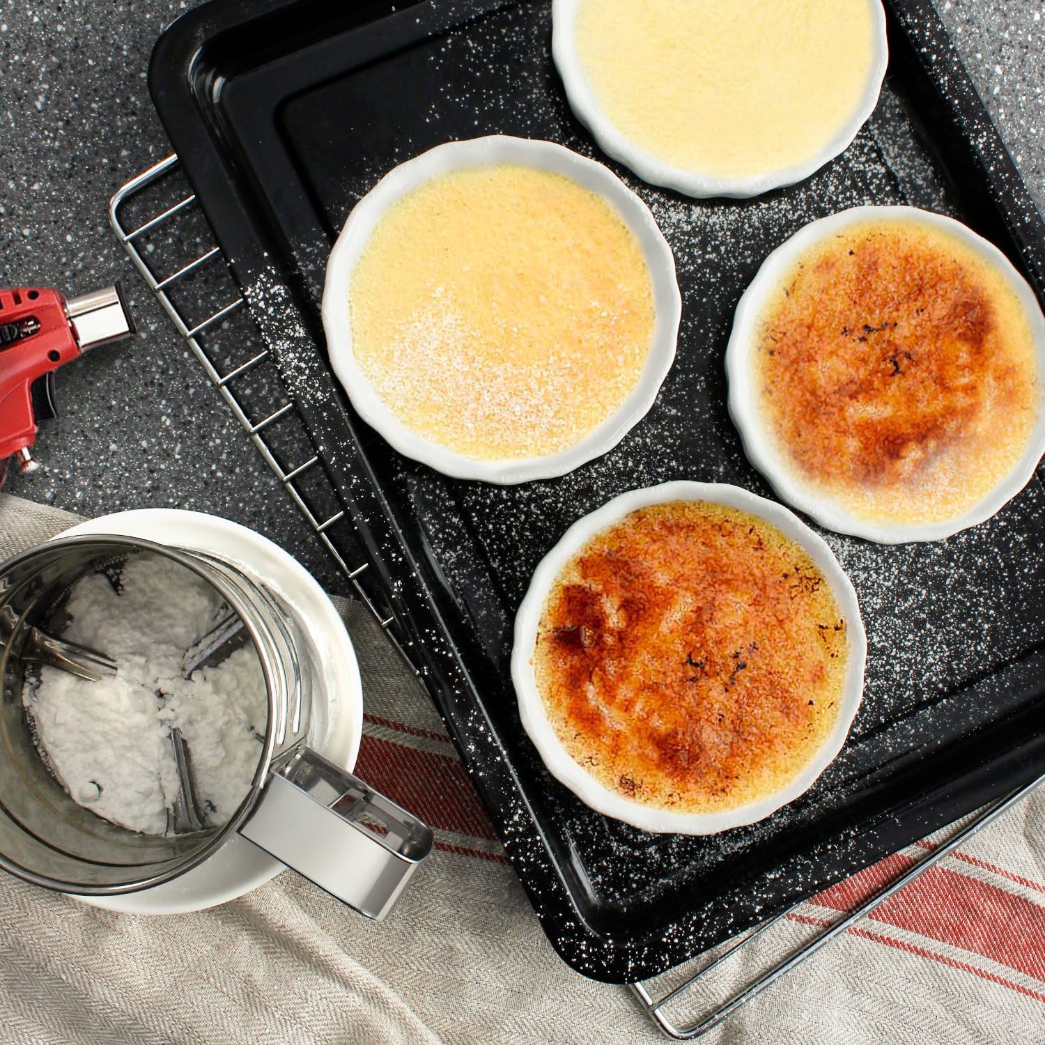 Sweese 505.602 Porcelain Ramekins Round Tart Pan Mini Fluted Quiche Dishes - 5 Ounce for Creme Brulee - Set of 6, Turquoise