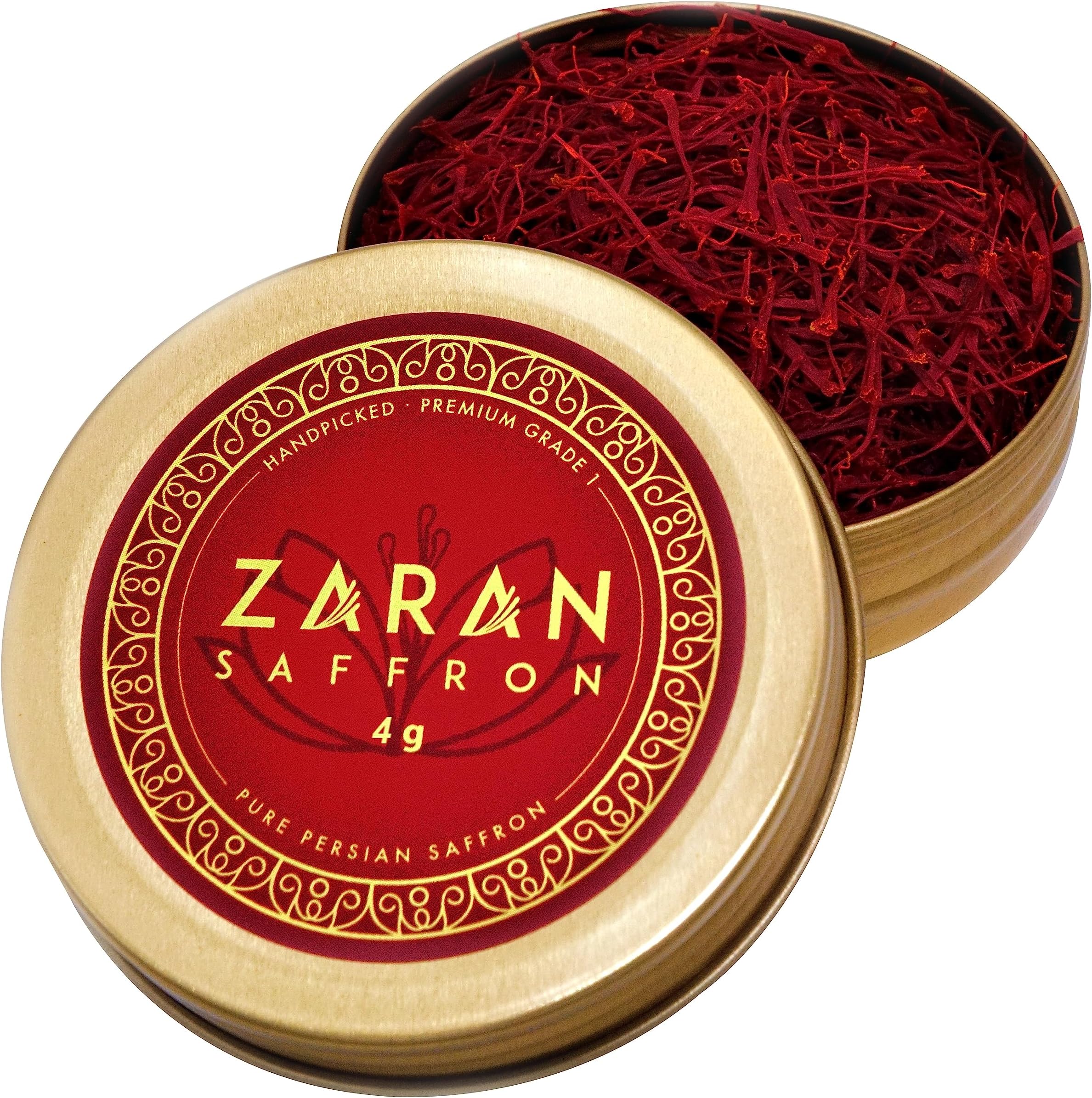 Zaran Saffron, Superior Saffron Threads (Super Negin) Premium grade Saffron Spice for Paella, Risotto, Tea's, and all Culinary Uses (4 Grams)
