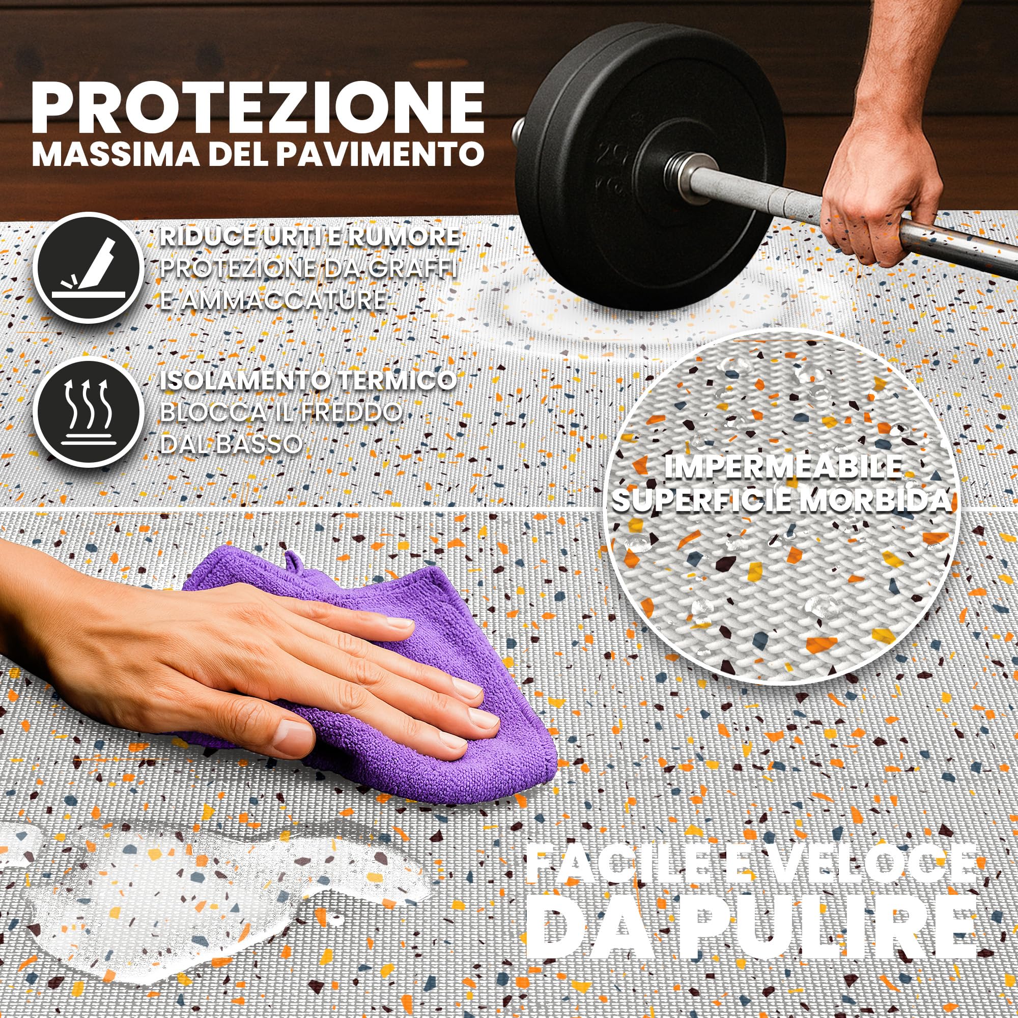 bemaxx Tappeto Palestra Tappetino Fitness da Ginnastica a Puzzle EVA | Pavimento Protettivo Incastro Tatami Allenamento Protezione Sport, Materassino Mattonella Pavimentazione per Home Gym Manubri