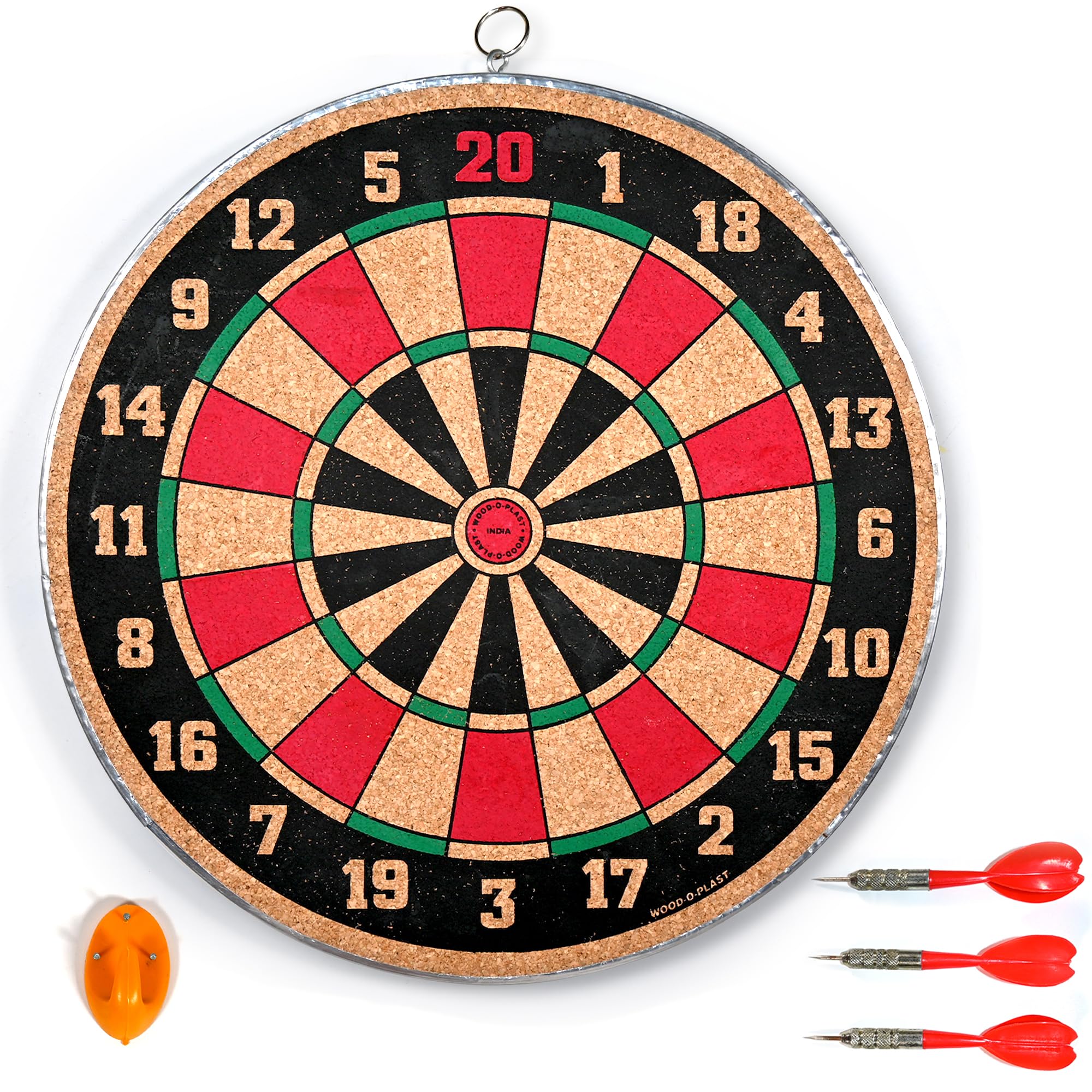 Wood O Plast Wooden Dart Board Game for Kids & Adults, Dual Sided Play, Steel-Tips Darts and 1 Hook for Hanging, Cork Surface, Indoor Outdoor Games for Kids, Dart Board Family Game Set (18 inches) (B00J2WB31W) Amazon Price History, Amazon Price Tracker