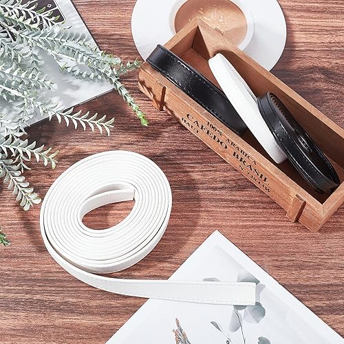 Miniatura 9 de GORGECRAFT Correas de tira de cuero de doble cara de 118 pulgadas, cordón plano de 0.5 pulgadas de ancho, cuerda de cuero para hacer bolsas,