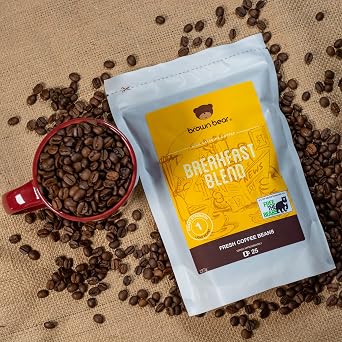 Light Roast Coffee Beans 1kg - Brown Bear Breakfast Blend - Suitable For All Coffee Machines - Donation to Free The Bears