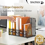 DALTACK Desk Organizers Magazine Binder Folder Holder with 5 Vertical Compartments File Organizer for Office Home School Organization, Metal Mesh, Black, 16.14"L x 9.84"W x 12.6"H