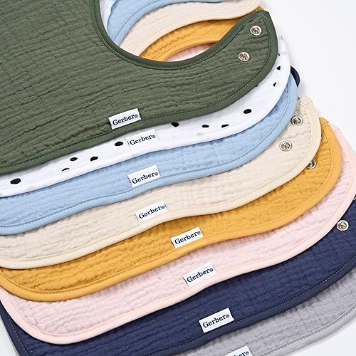 Miniatura 6 de Gerber Baberos unisex de muselina para bebé, paquete de 8 baberos babeadores