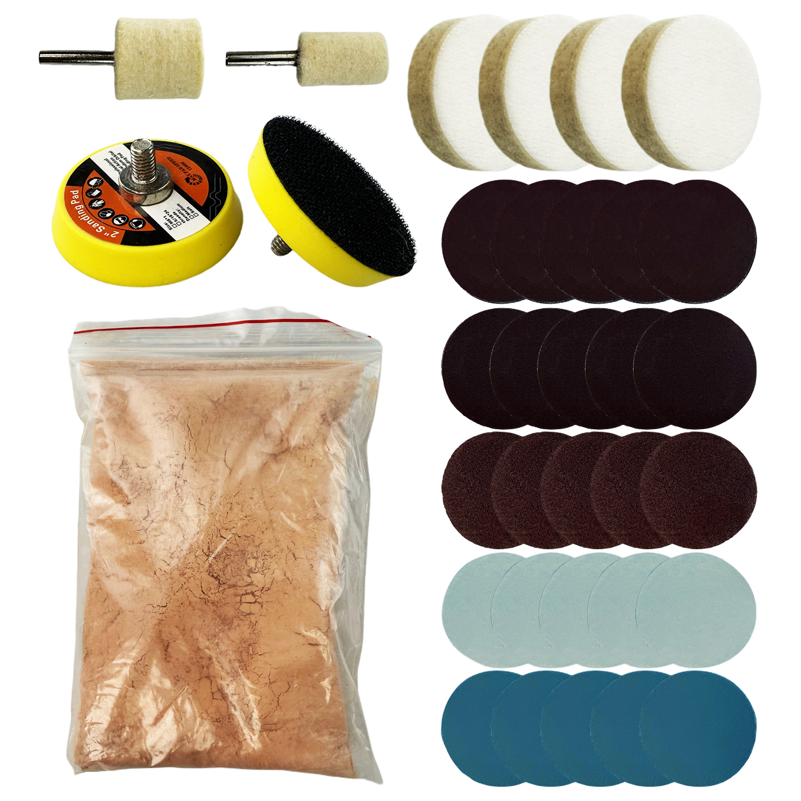Image of 34Pcs Glass Polishing Kit, Multifunctional Scratch Remover Window Repair Tool for Window Repair, with Felt Polishing Wheel Polishing Disc Wool Polishing Pad and Cerium Oxide Polishing Powder